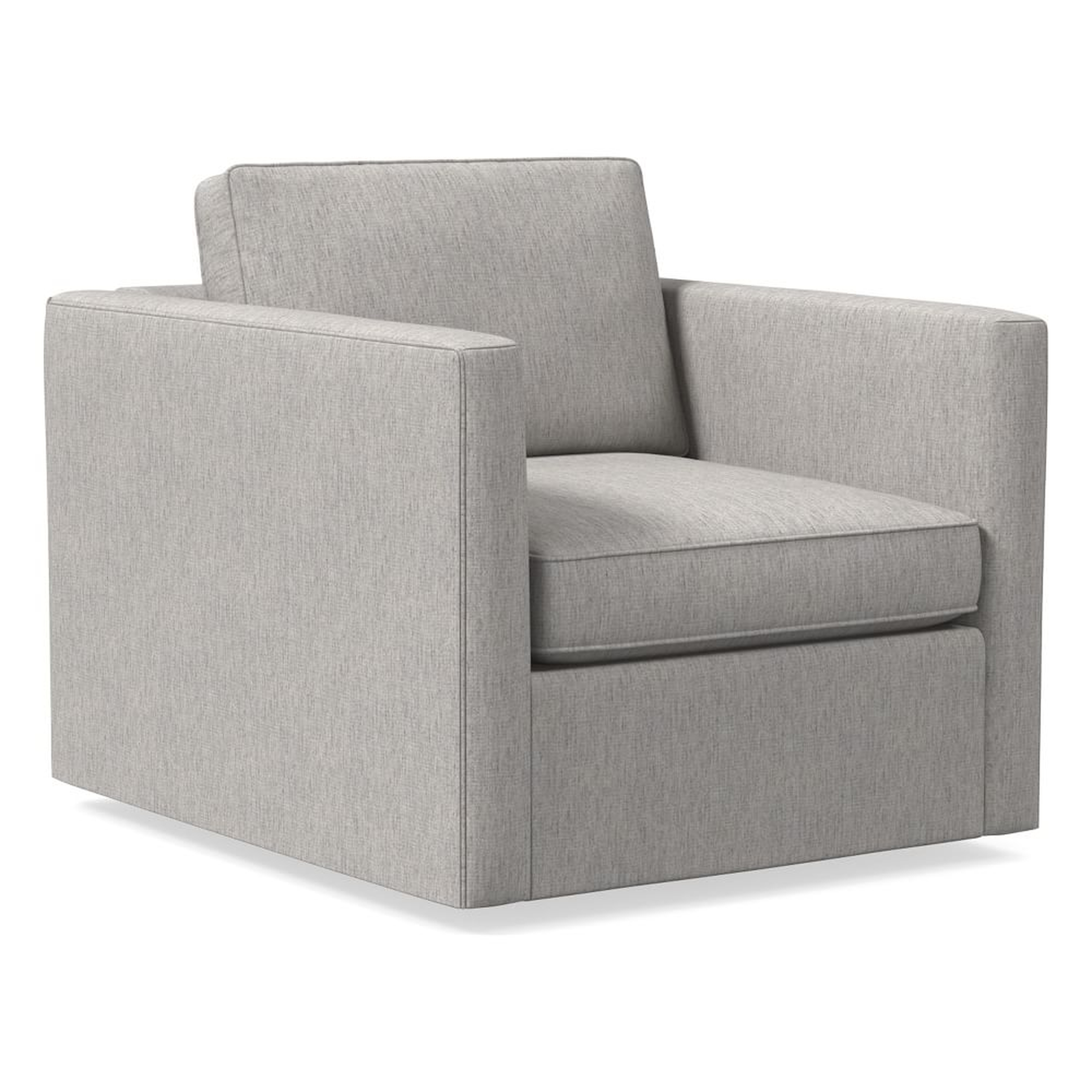 Harris Swivel Chair, Poly, Performance Coastal Linen, Storm Gray, Concealed Support - West Elm
