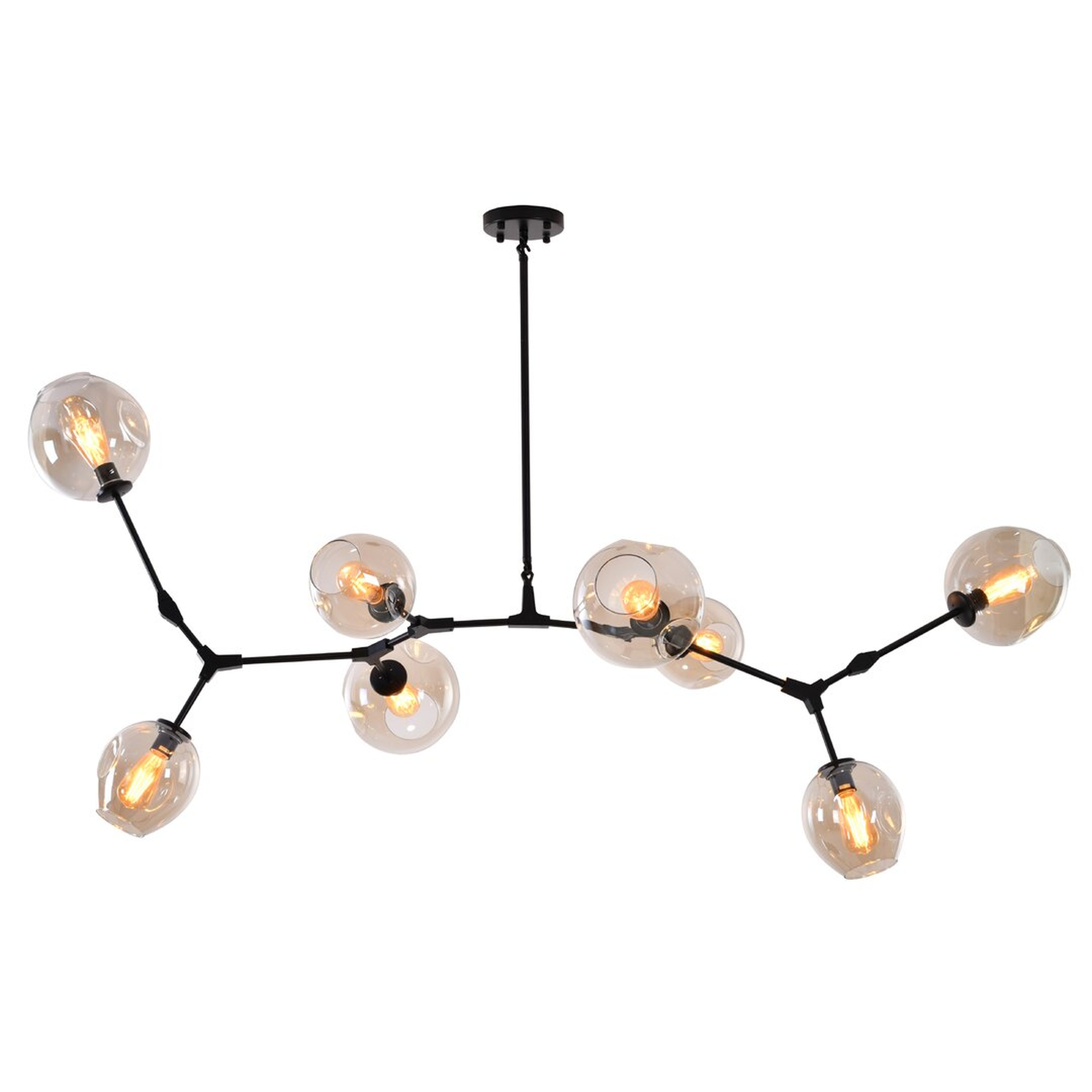 "Bethel International This Modern Ceiling Fixture Is In A Matte Black Finish. The Frame Of This Fixture Is Made Out Of Iron. It Comes With Eight Amber Glass Shades. Each Arm Can Be Adjustable. This Modern Fixture Can Be Used In Any Room." - Perigold
