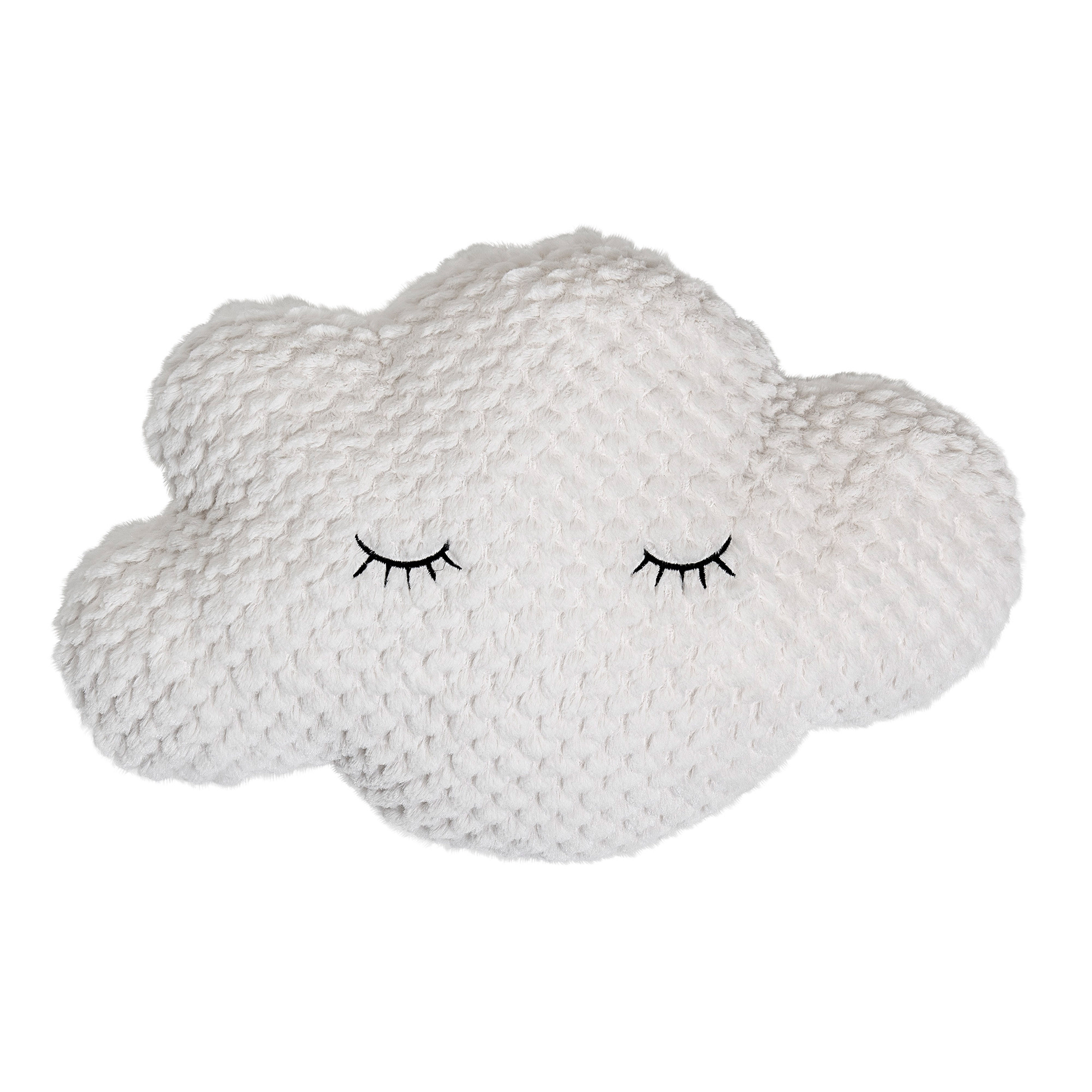 Cloud Pillow with Eyelashes, White Polyester, 18" x 12" - Moss & Wilder