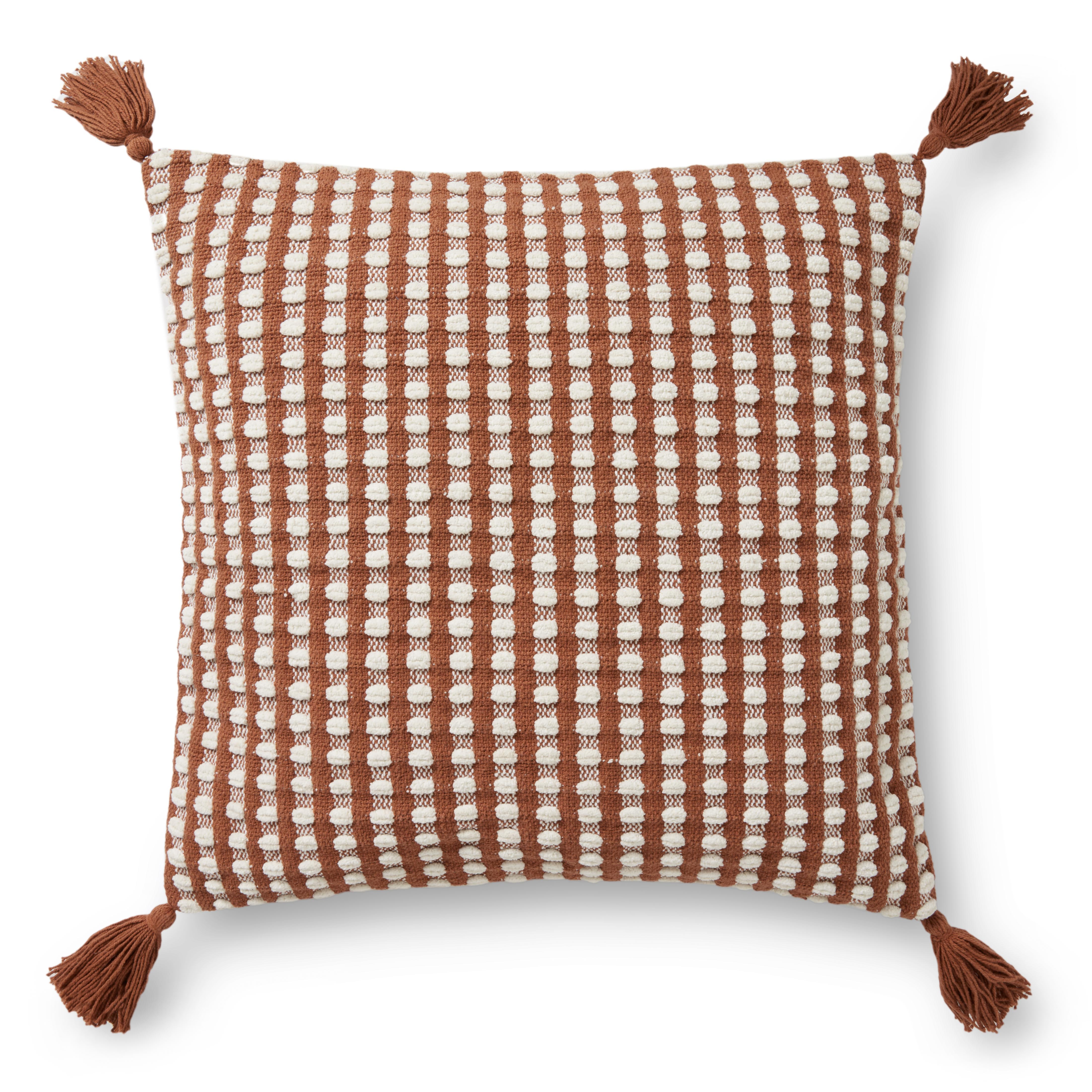 PILLOWS PED0016 RUST / IVORY 22" x 22" Cover Only - ED Ellen DeGeneres Crafted by Loloi Rugs