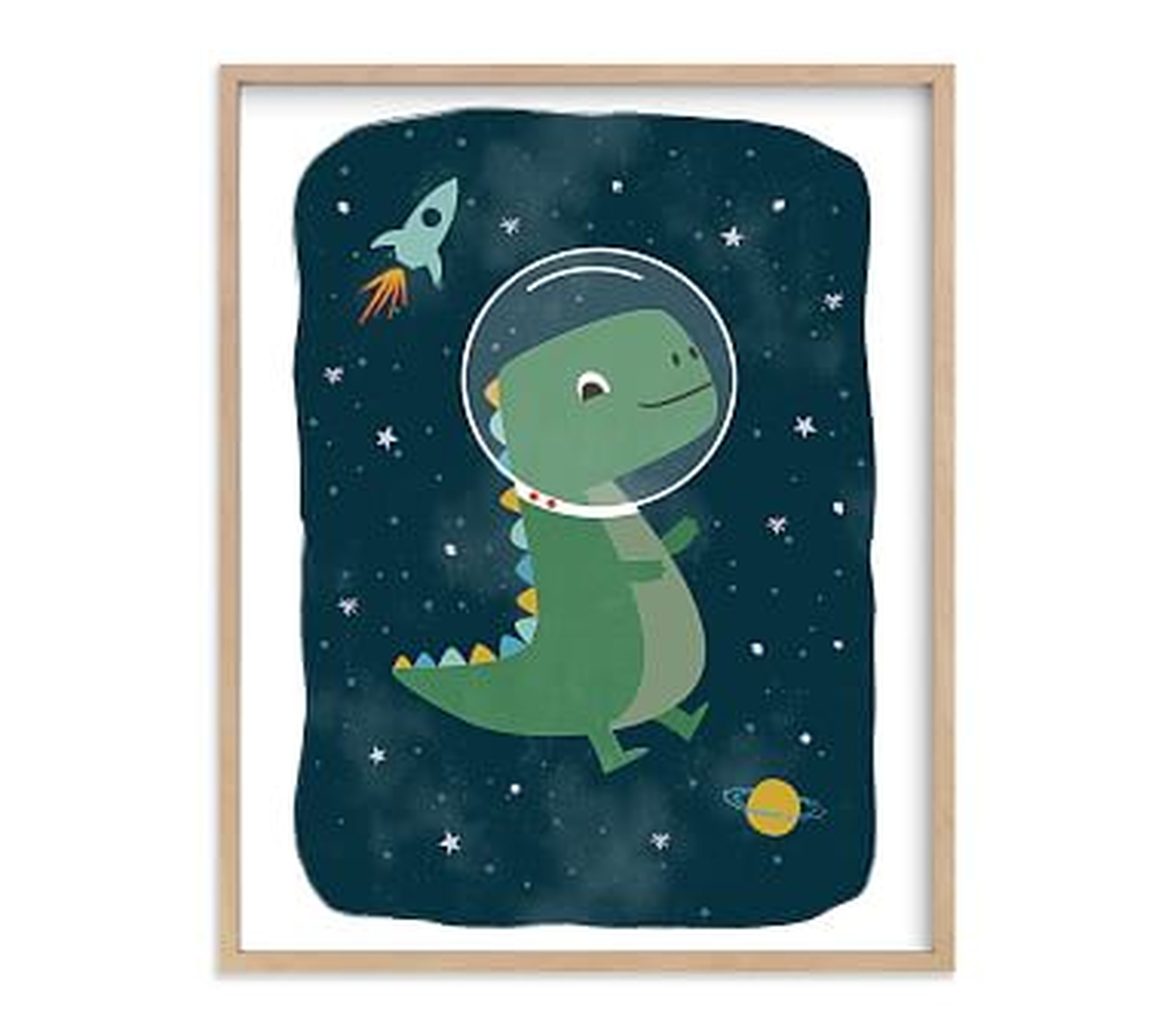 Minted(R) Dinos in Space Wall Art by Annie Holmquist; 16x20, Natural - Pottery Barn Kids