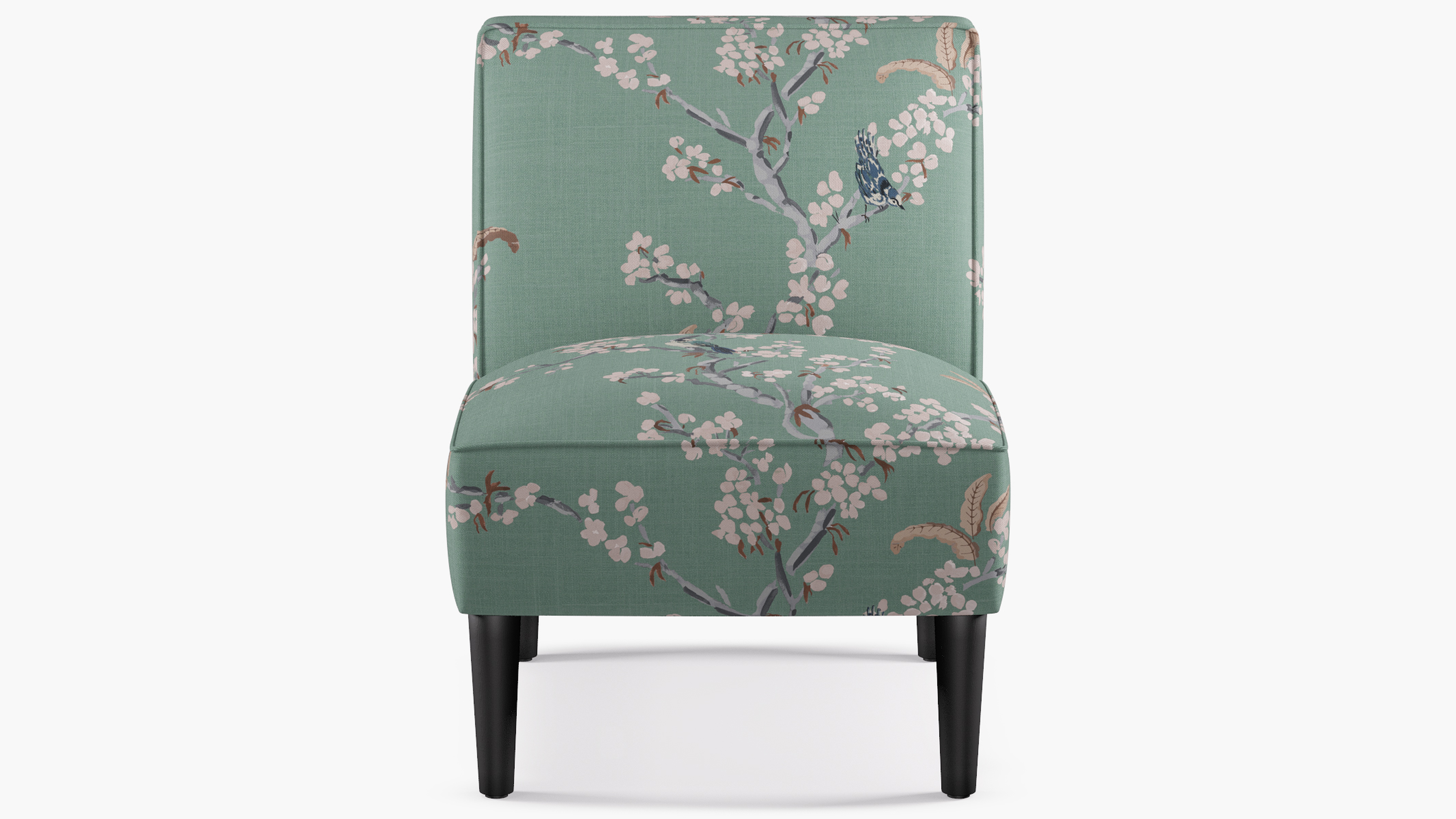 Mid-Century Accent Chair, Mint Cherry Blossom, Black - The Inside