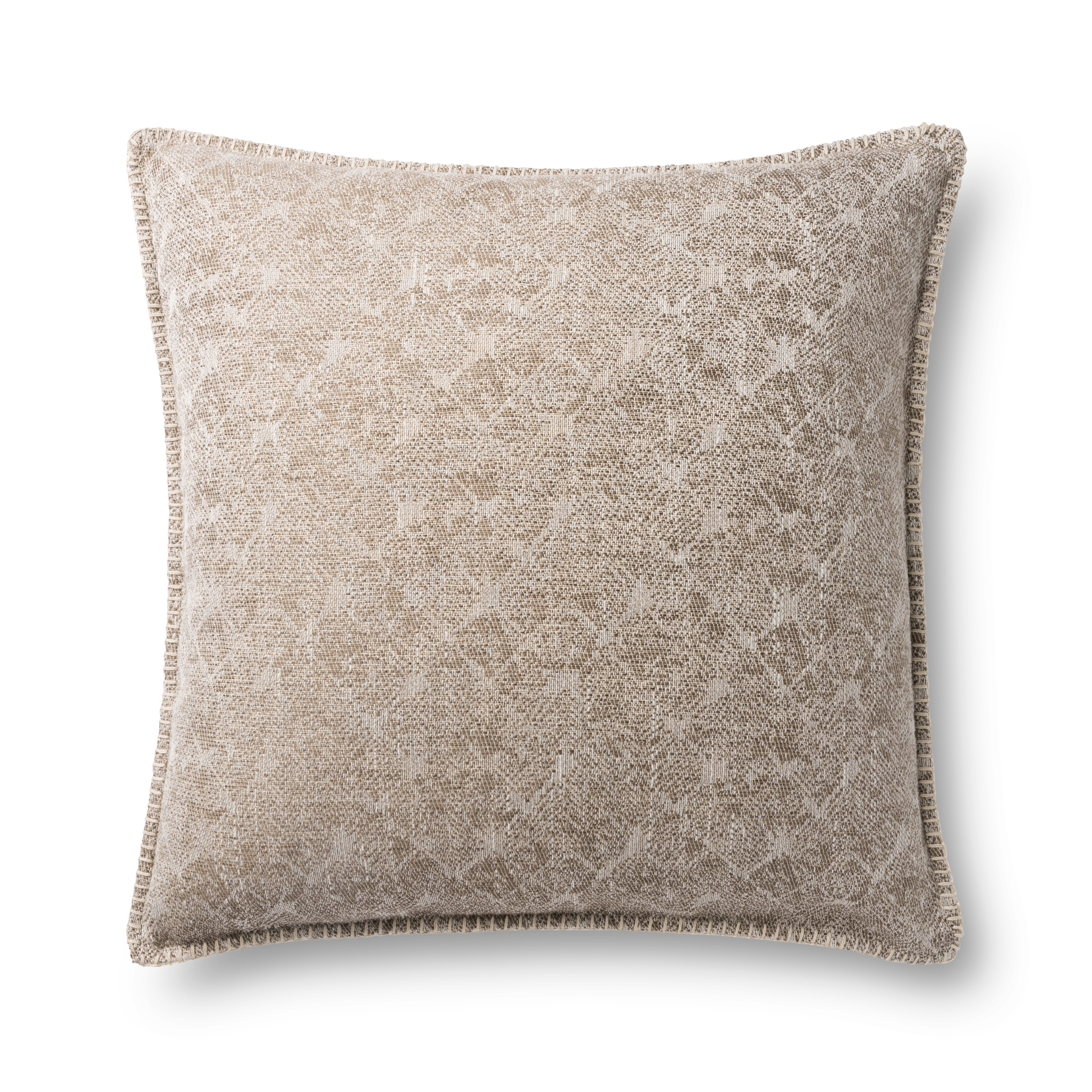 Jacquard Abstract Pillow with Poly Fill, Beige, 22" x 22" - Loloi Rugs