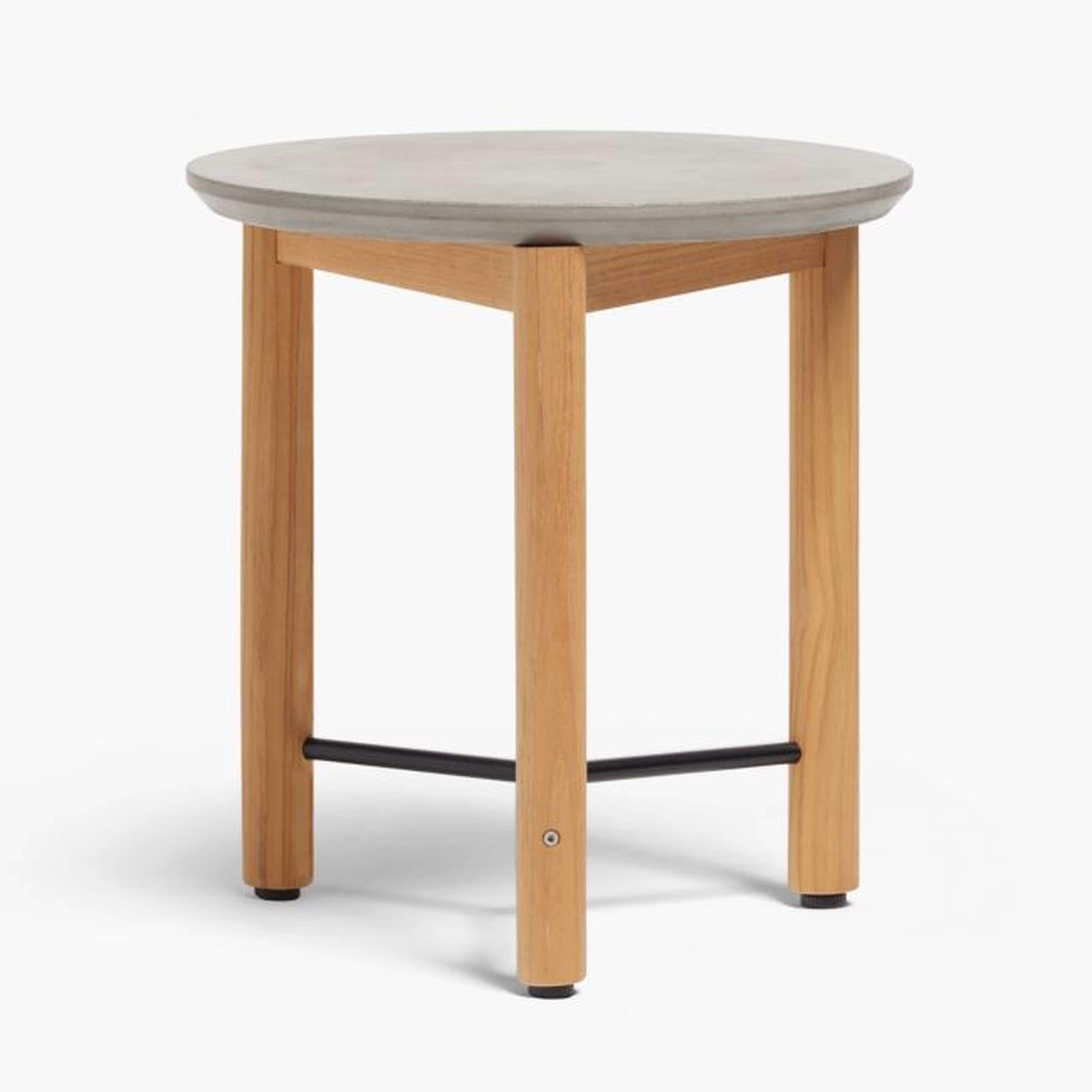 Neighbor ™ Haven Round Concrete and Teak Wood Outdoor Side Table - Crate and Barrel