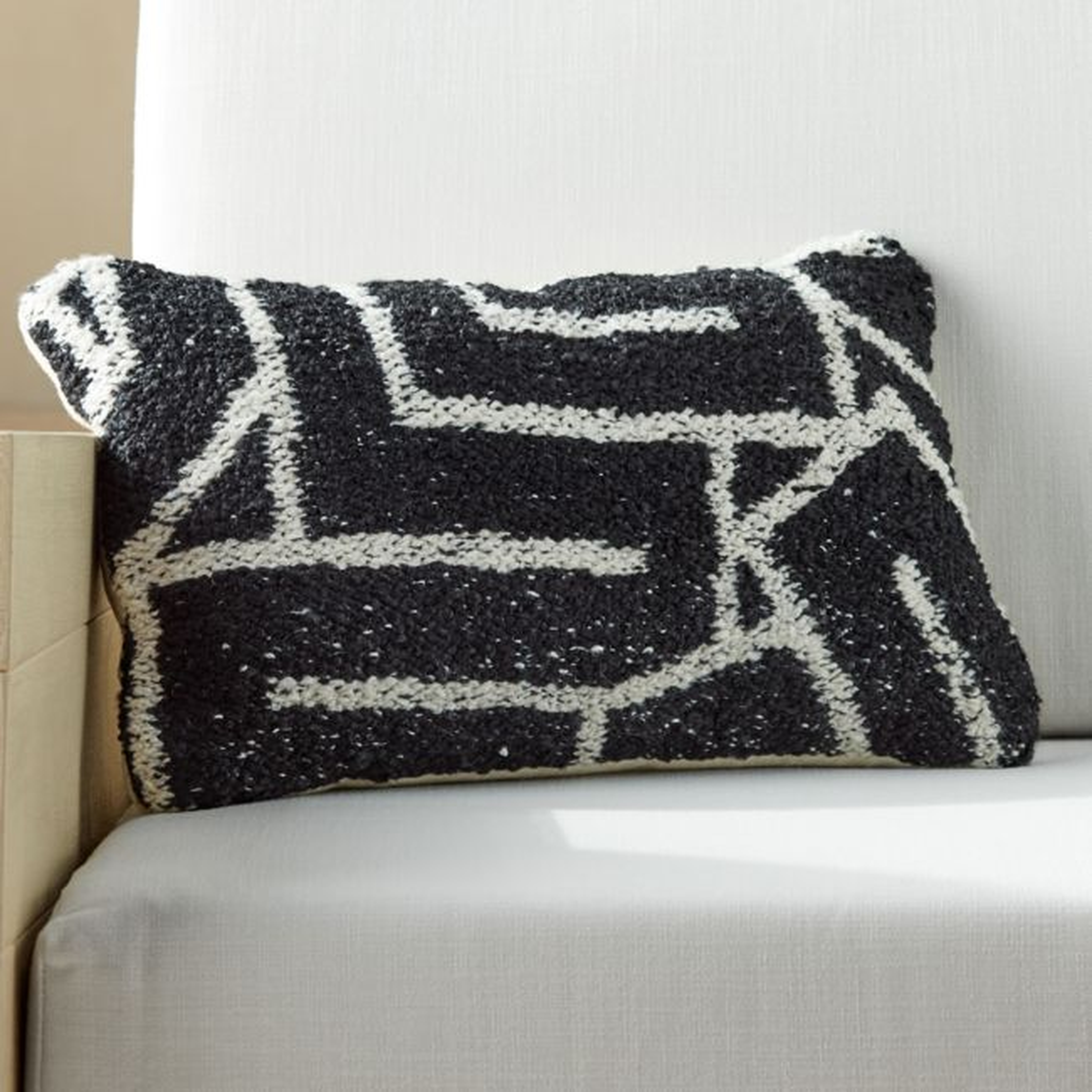 20"x12" Maze Outdoor BLACK and White Pillow - CB2