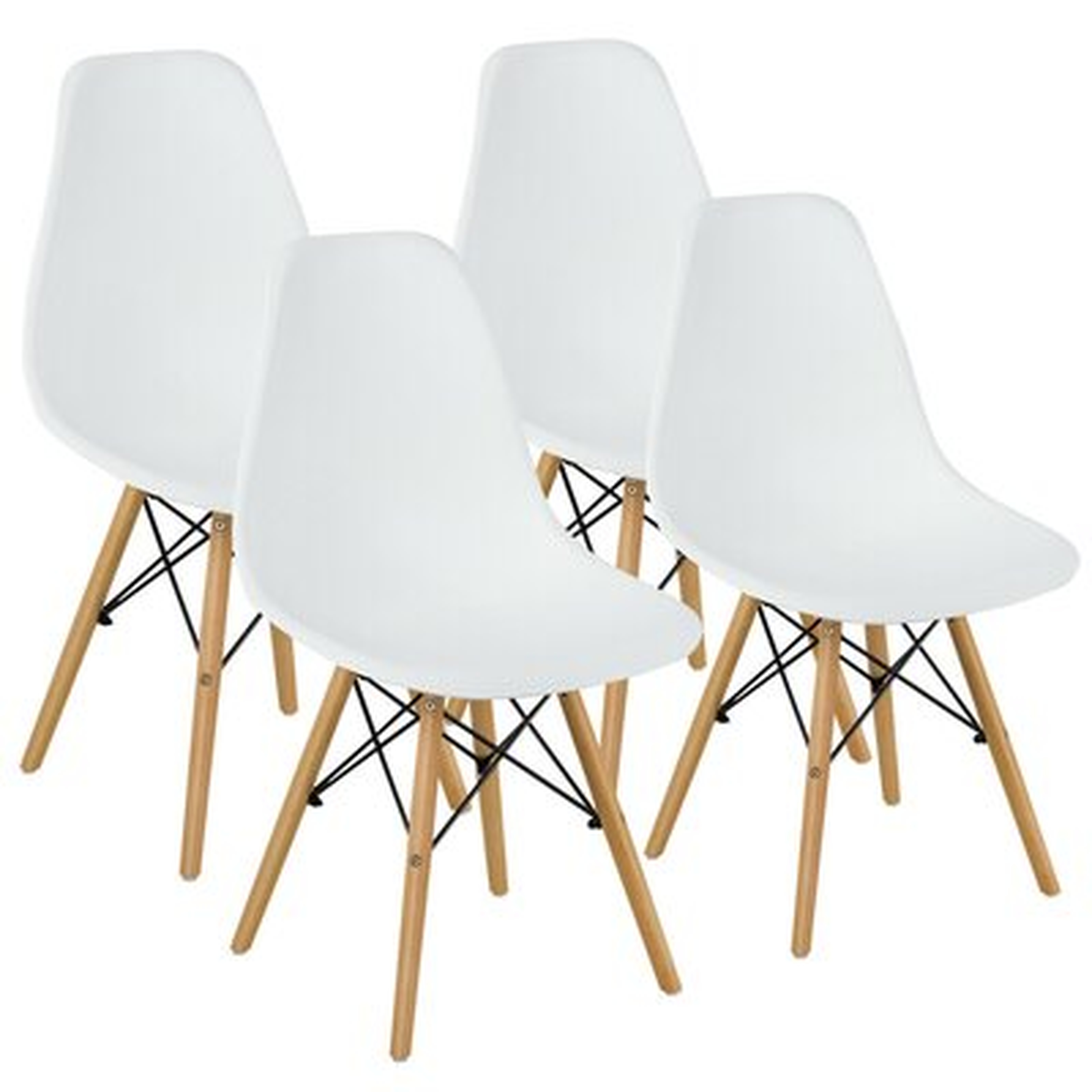 George Oliver Set Of 4 Modern Dining Side Chairs Armless Home Office W/ Wood Legs White - Wayfair