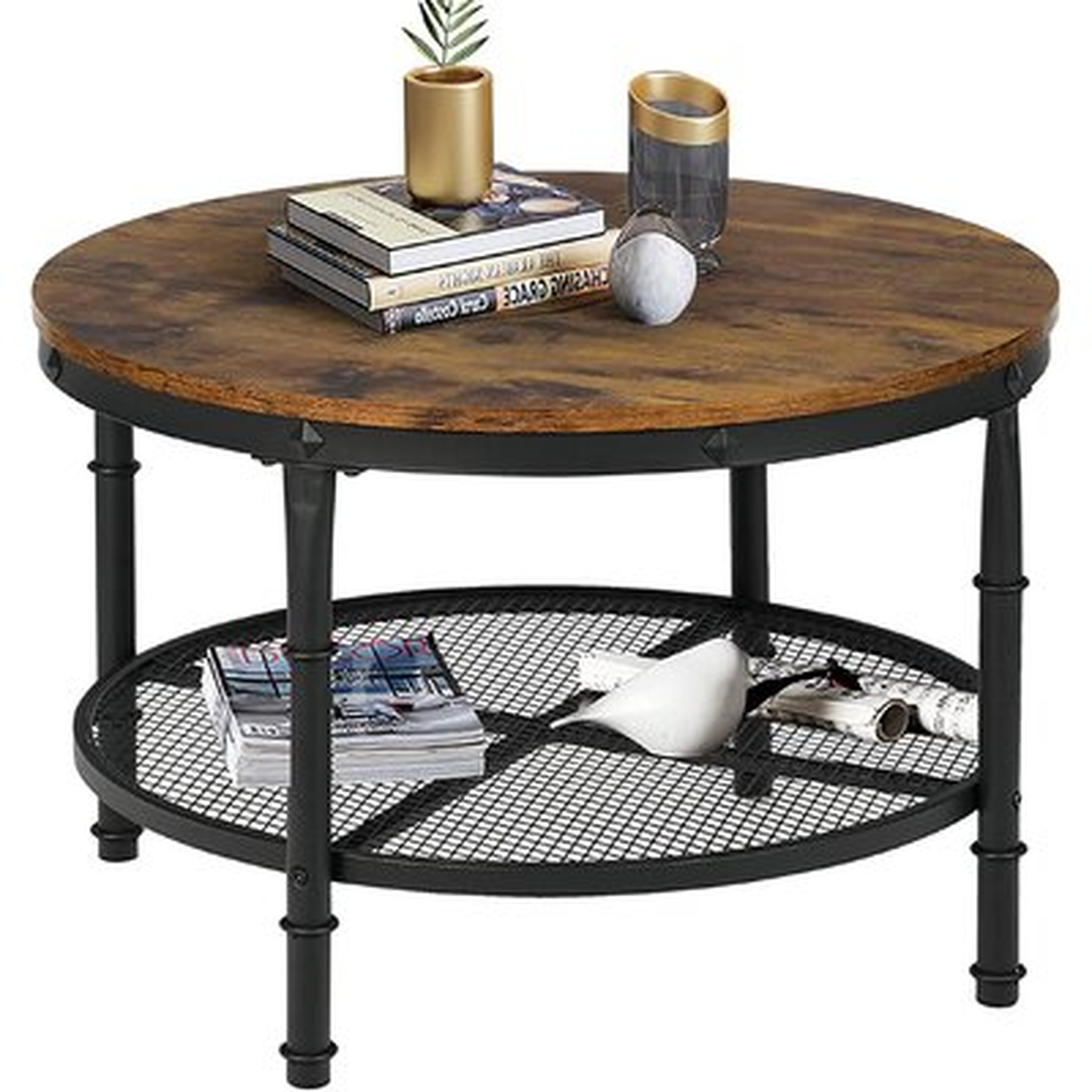 Small Round Coffee Table With Storage, Brown - Wayfair