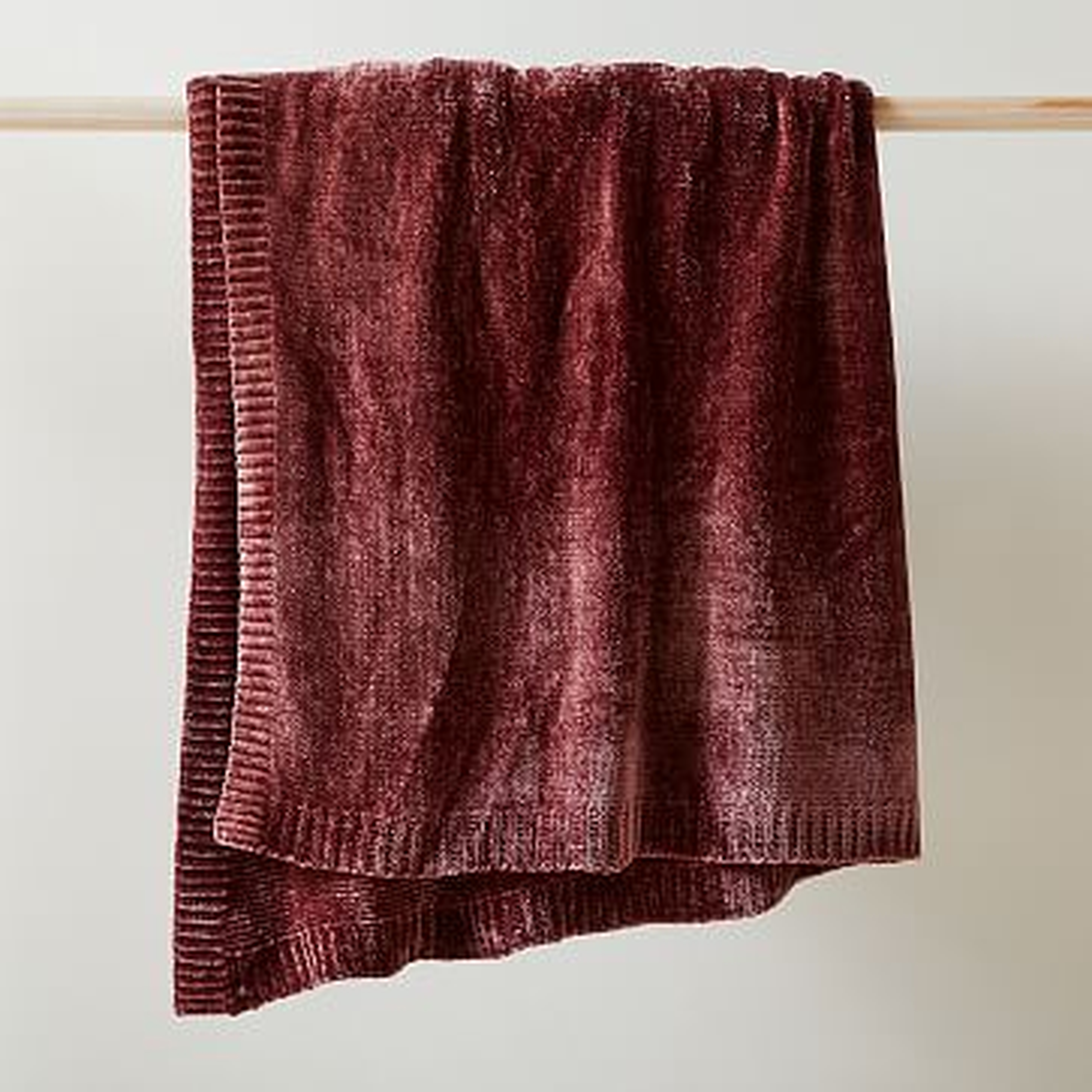 Luxe Chenille Throw, 50"x60", Currant - West Elm