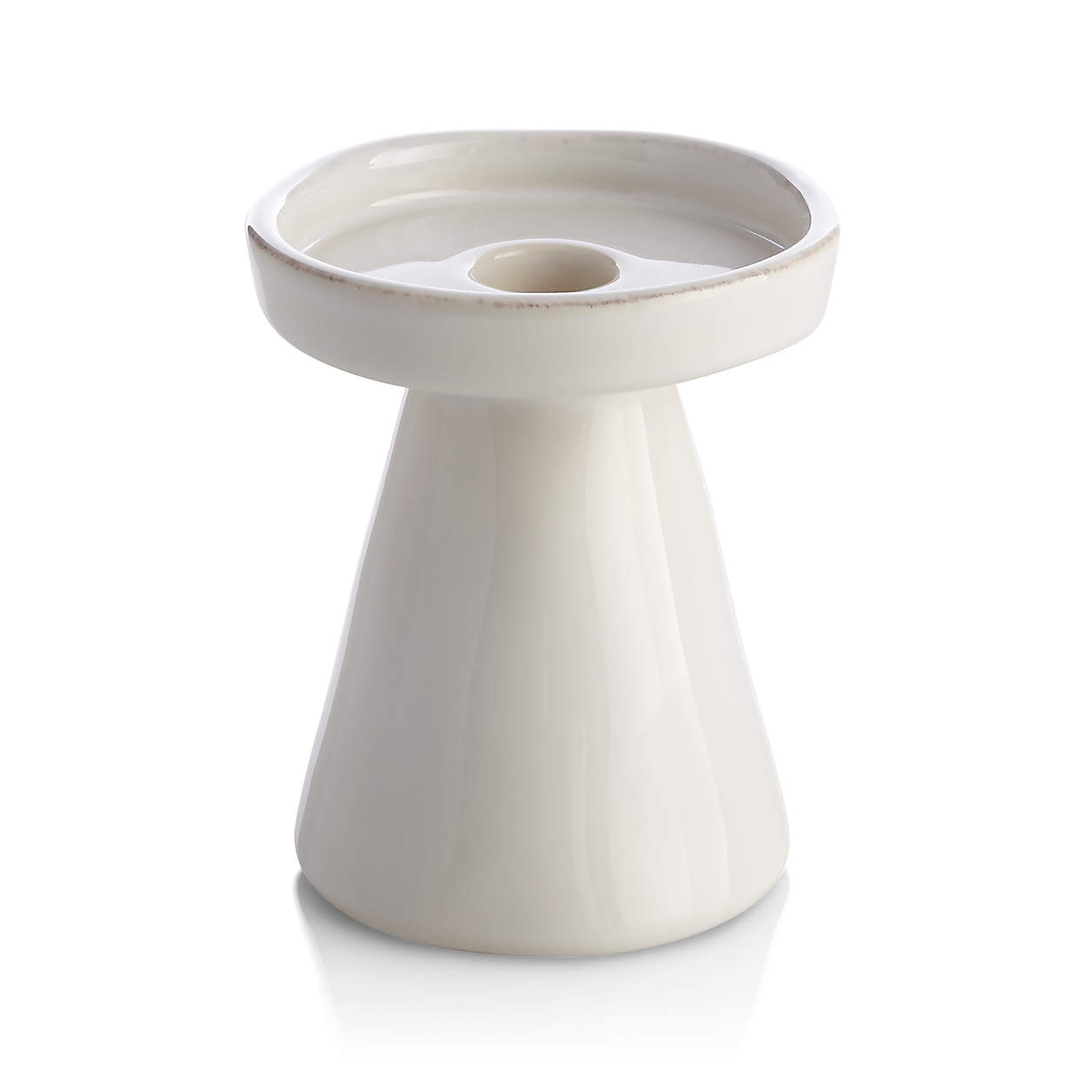 Marin White Taper/Pillar Candle Holder, Small - Crate and Barrel