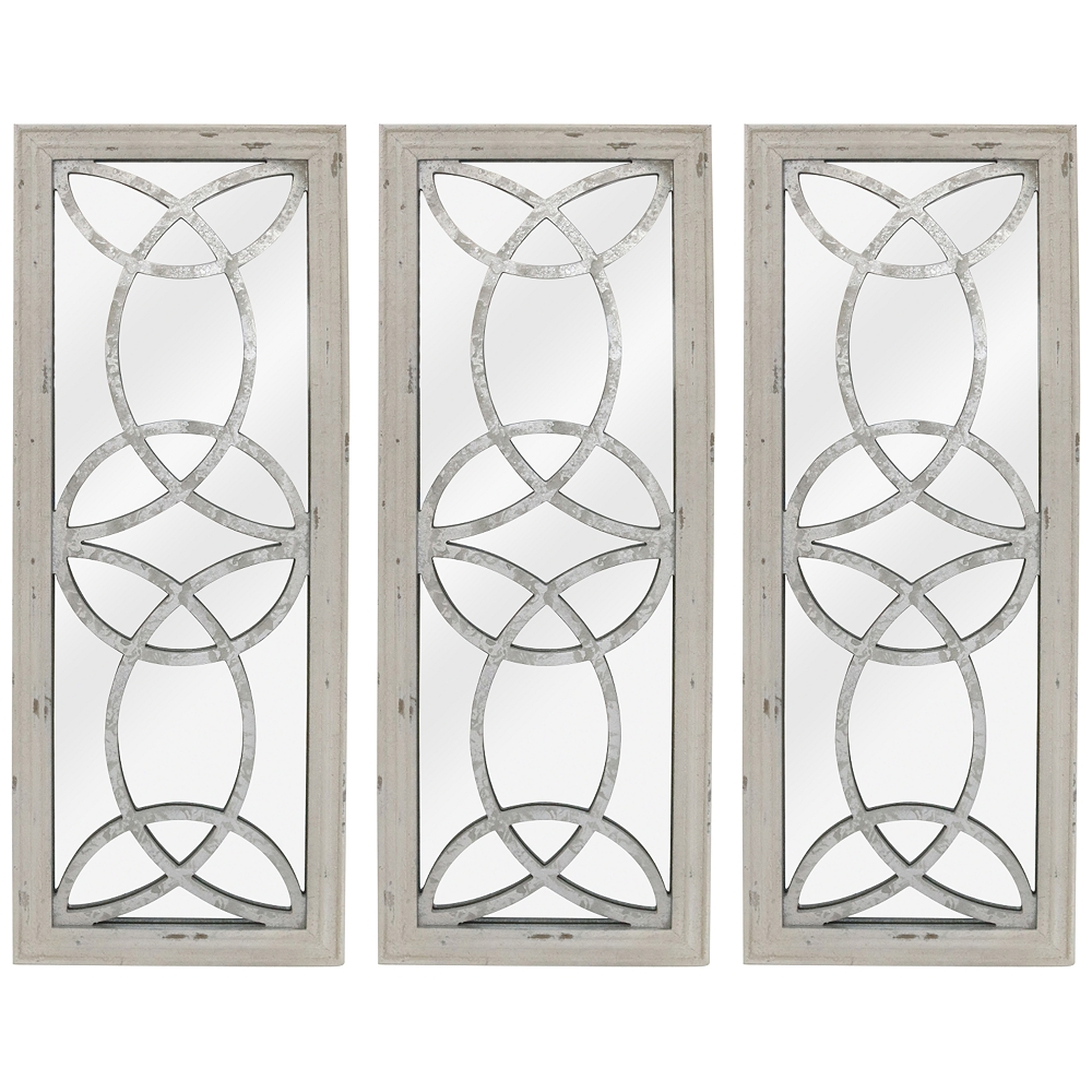 Depiction White 11 3/4" x 31 1/2" Wall Mirrors Set of 3 - Style # 79V58 - Lamps Plus