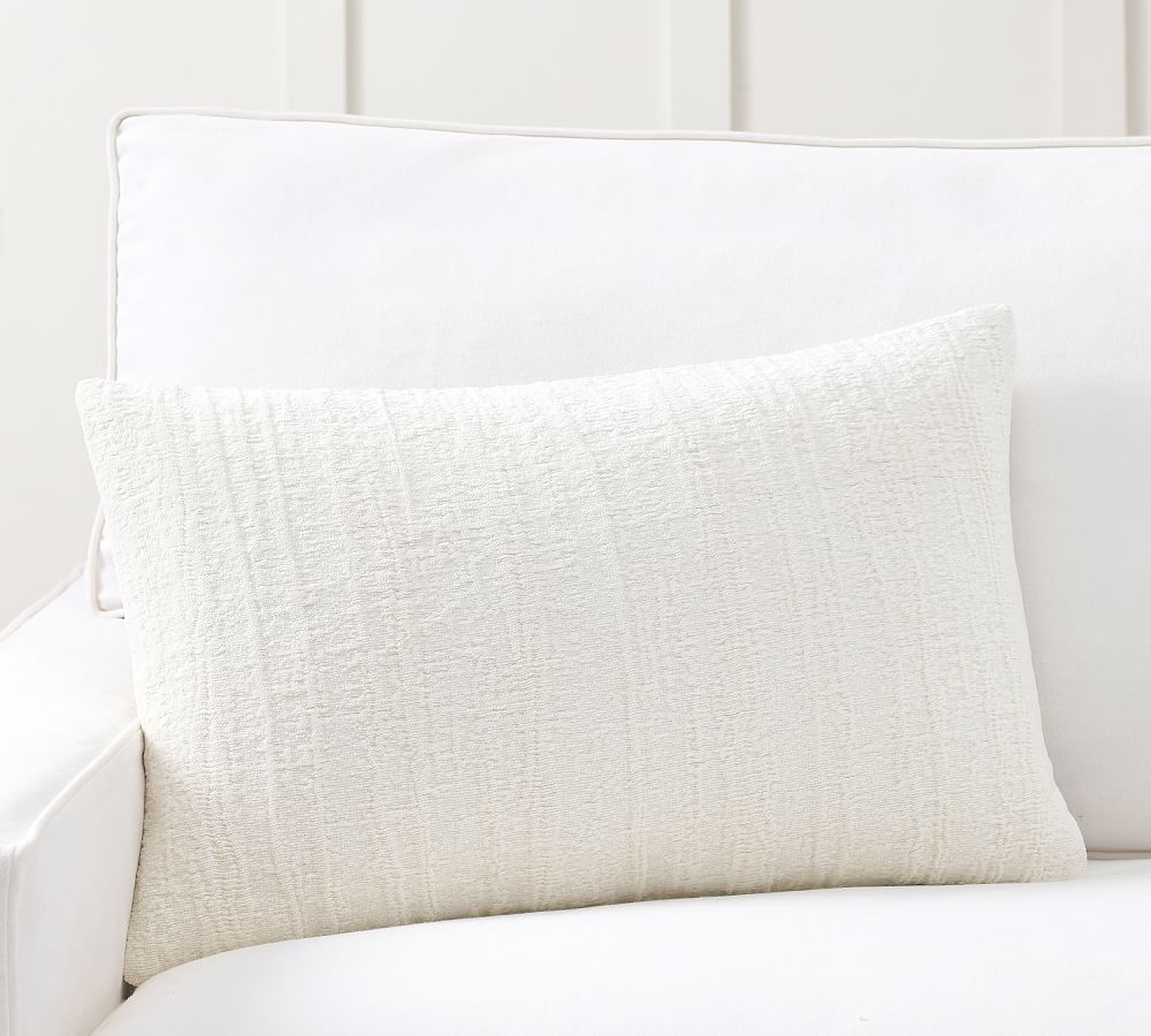 Journey Chenille Jacquard Lumbar Pillow Cover, Ivory, 26" x 16" - Pottery Barn