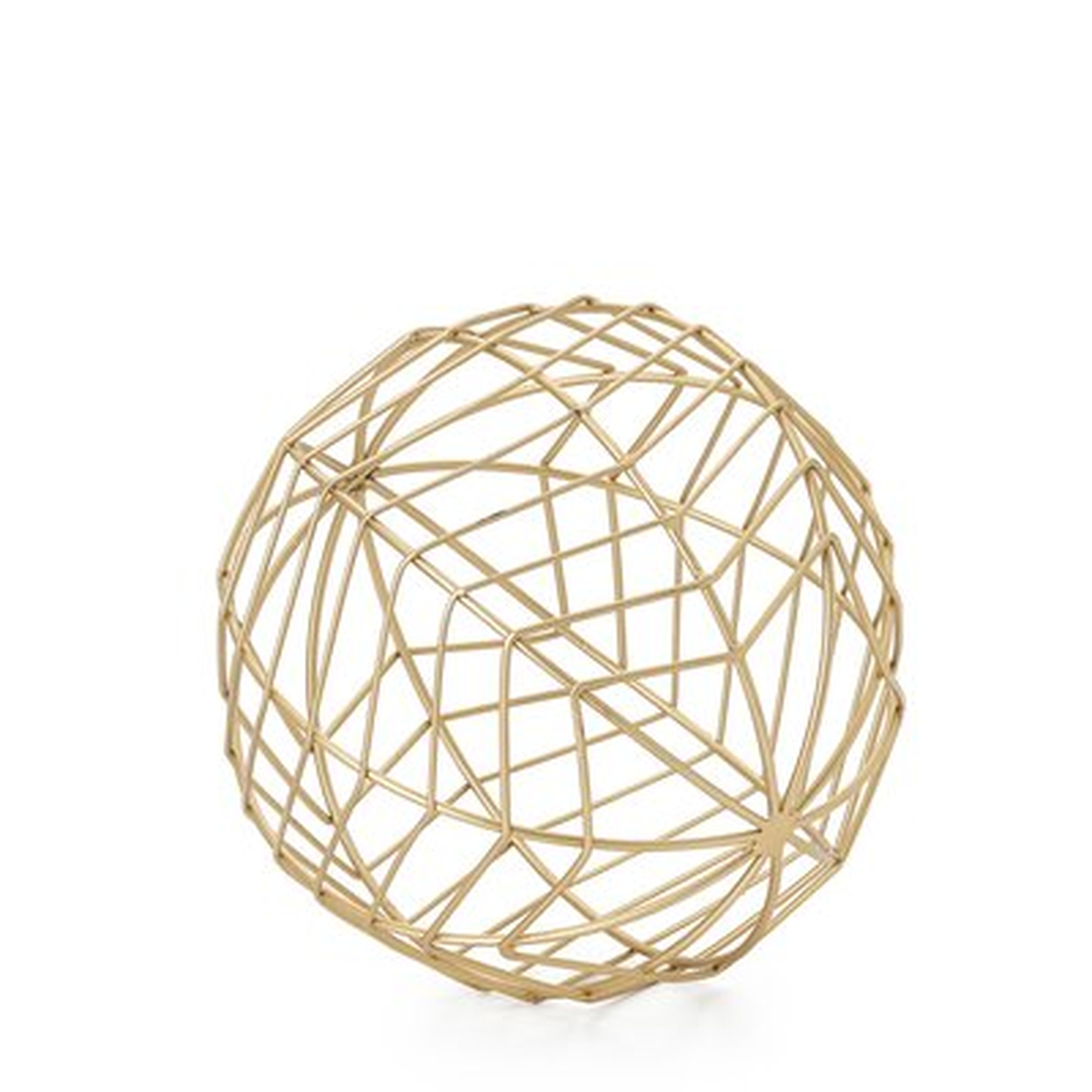 Tabletop Wire Frame Chevron Pattern Decorative Ball, Medium, Gold - Wayfair