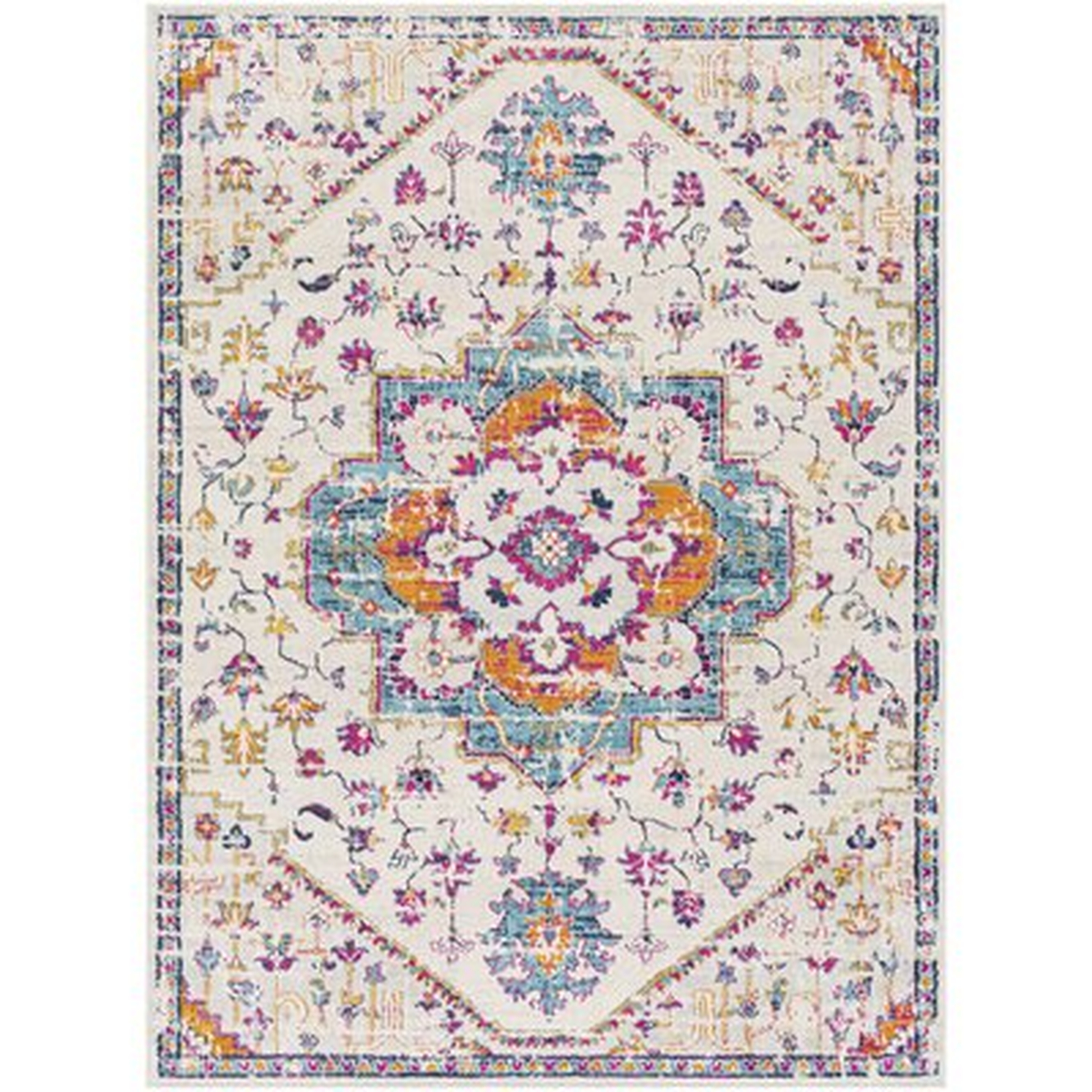 Sorrels Floral Sky Blue/Magenta Area Rug - Wayfair