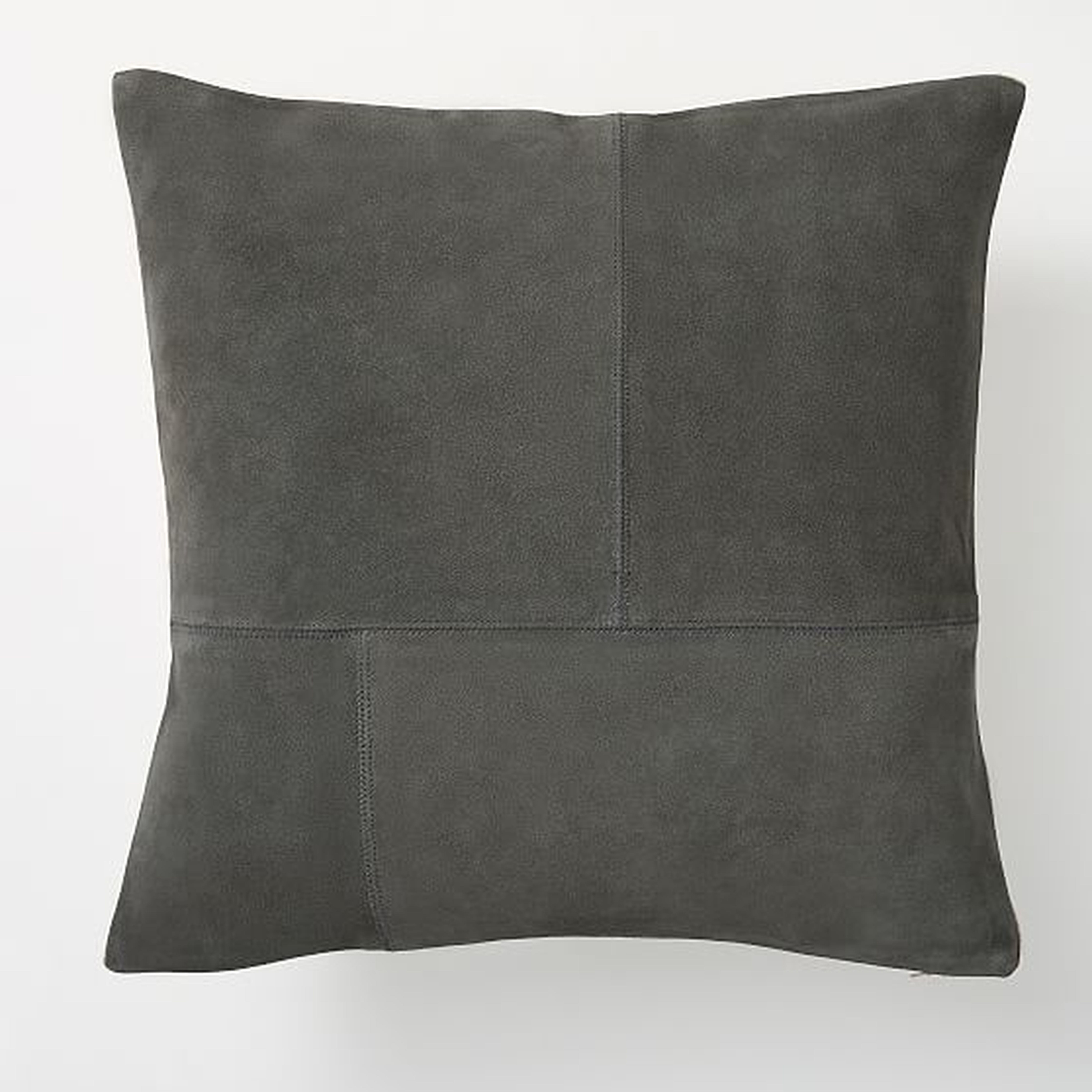 Pieced Suede Pillow Cover, Charcoal, 20"x20" - West Elm