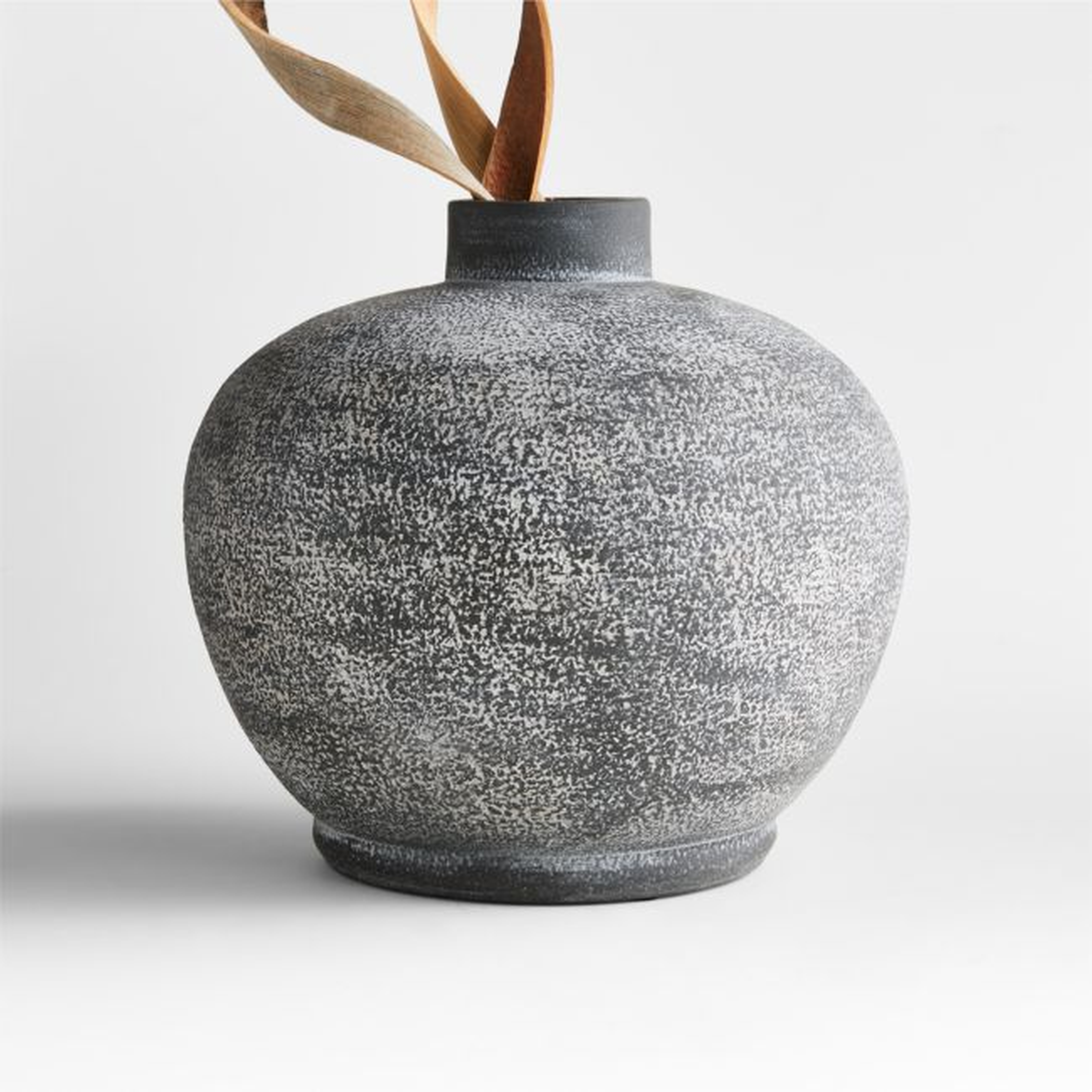 Ophelia Matte Black Round Vase 10" - Crate and Barrel