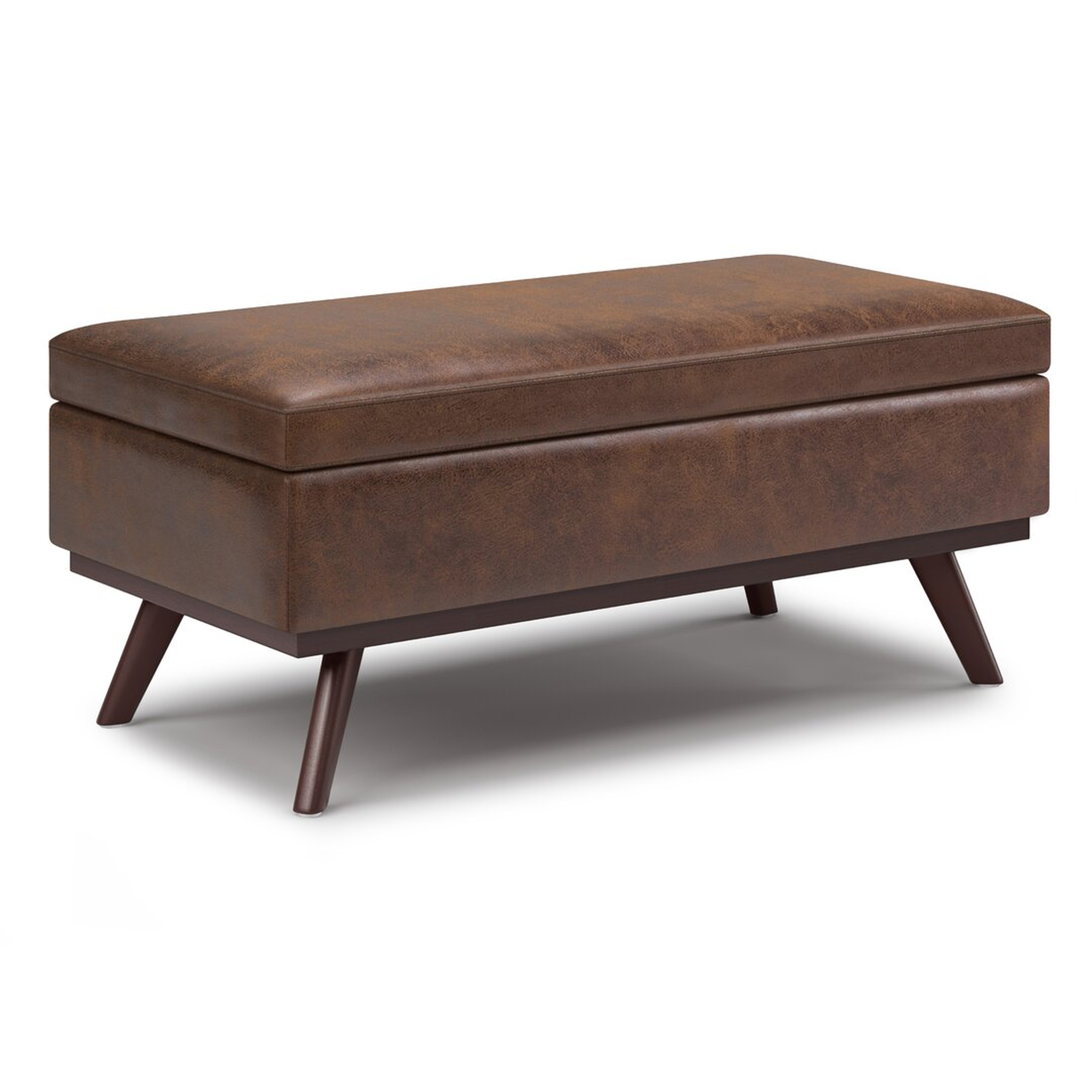 "Simpli Home Owen 42'' Wide Faux Leather Rectangle Storage Ottoman with Storage" - Perigold