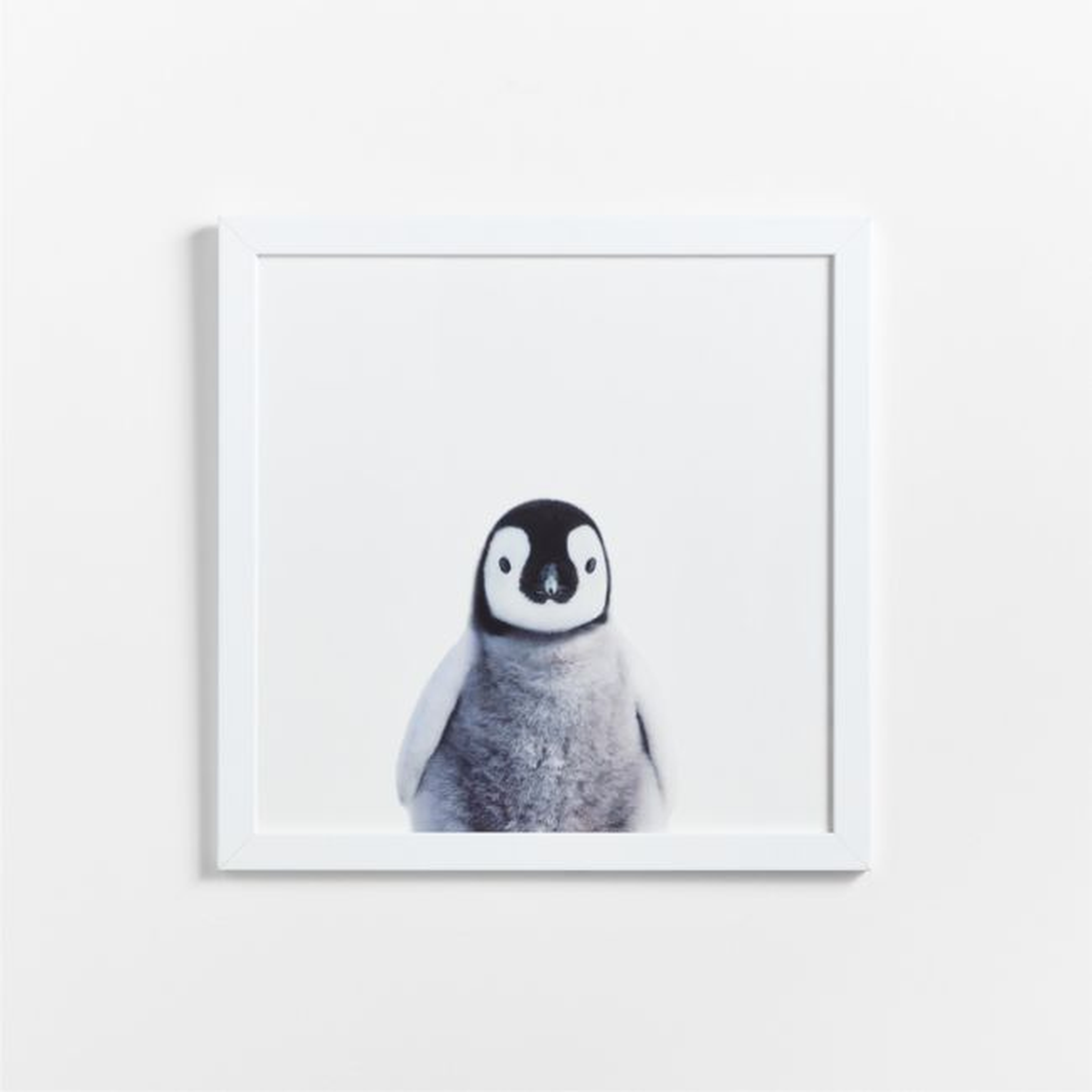 Baby Penguin White Wood Framed Wall Art Print - Crate & Kids