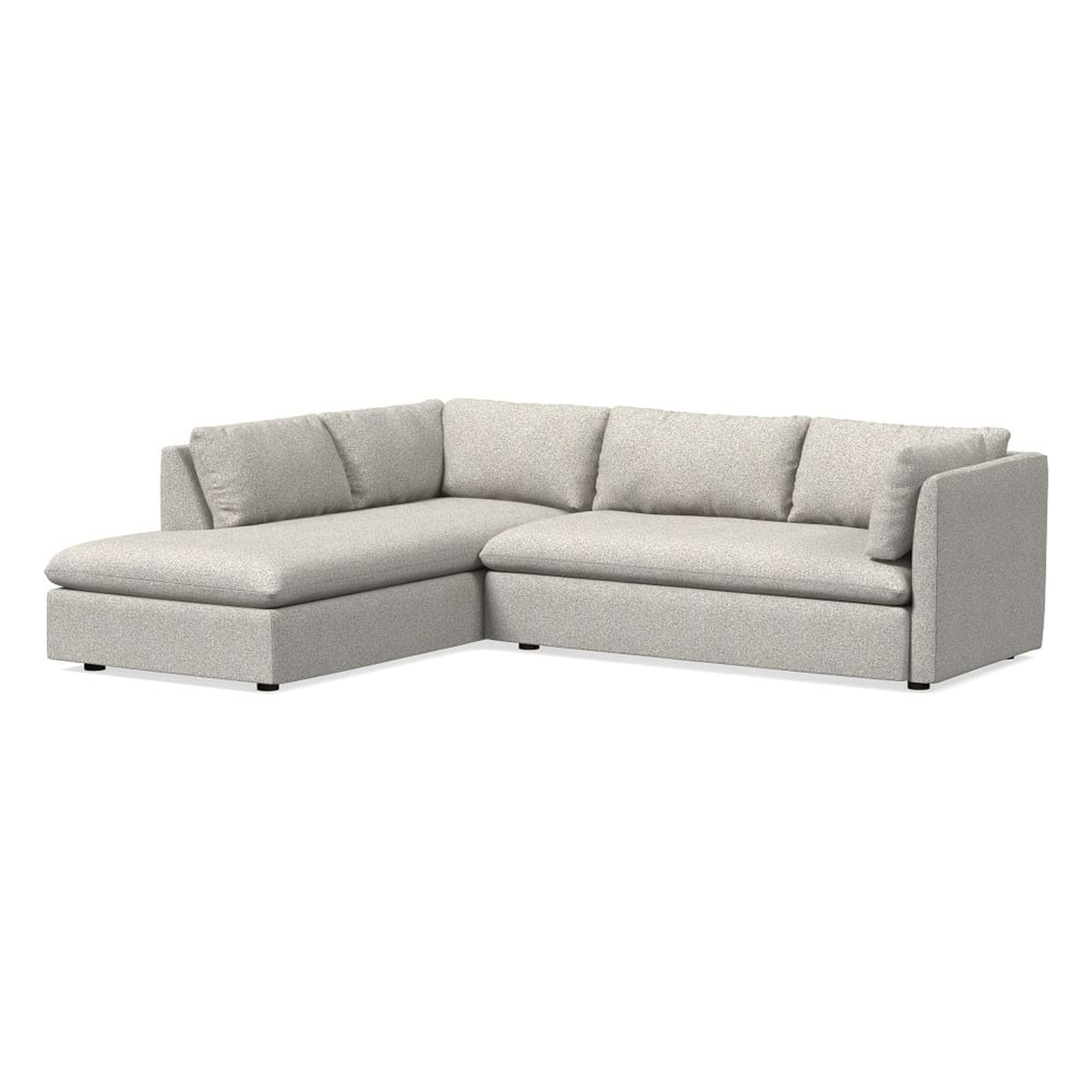 Shelter 106" Left 2-Piece Bumper Chaise Sectional, Chenille Tweed, Storm Gray - West Elm