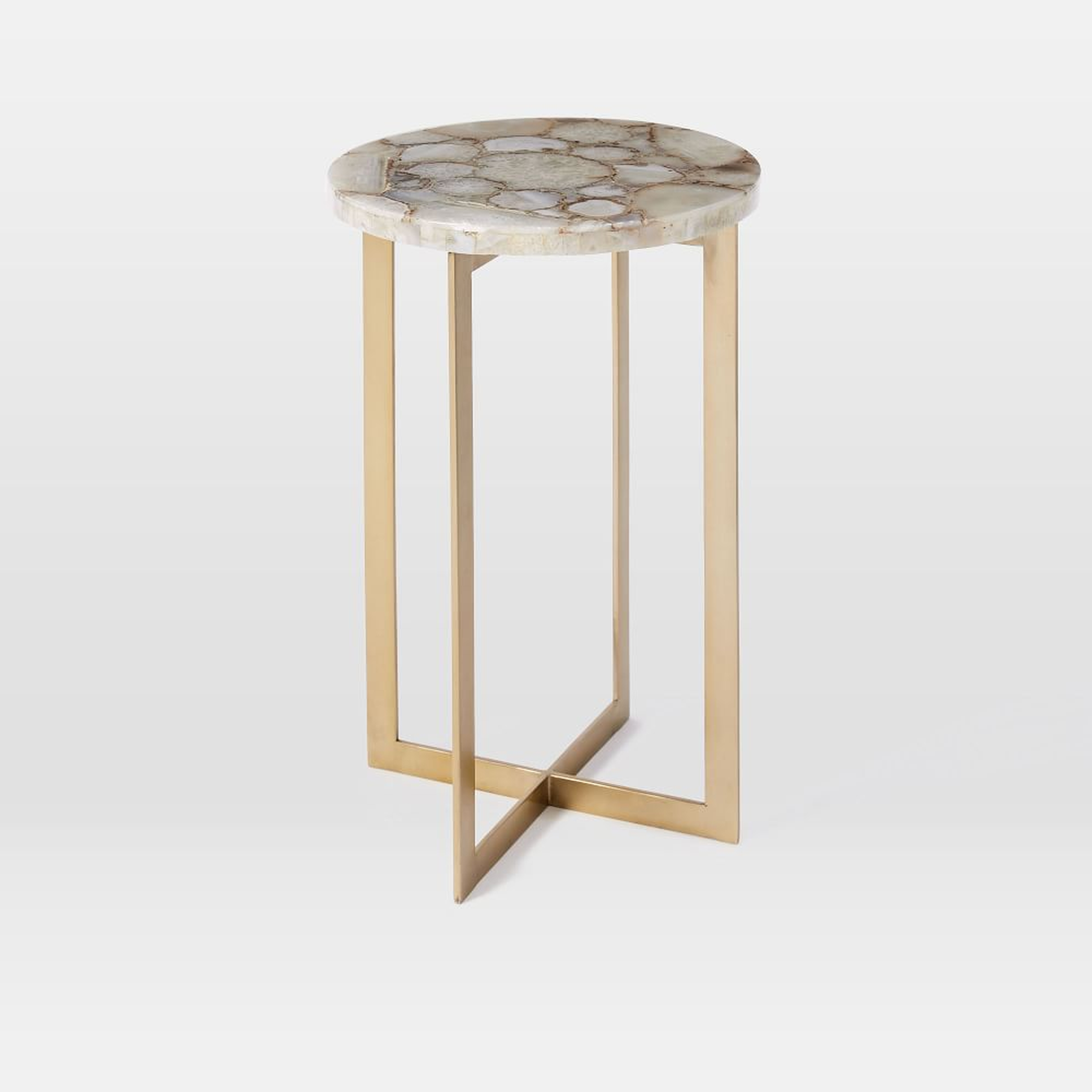 Agate 13" Side Table, Natural Agate, Antique Brass - West Elm