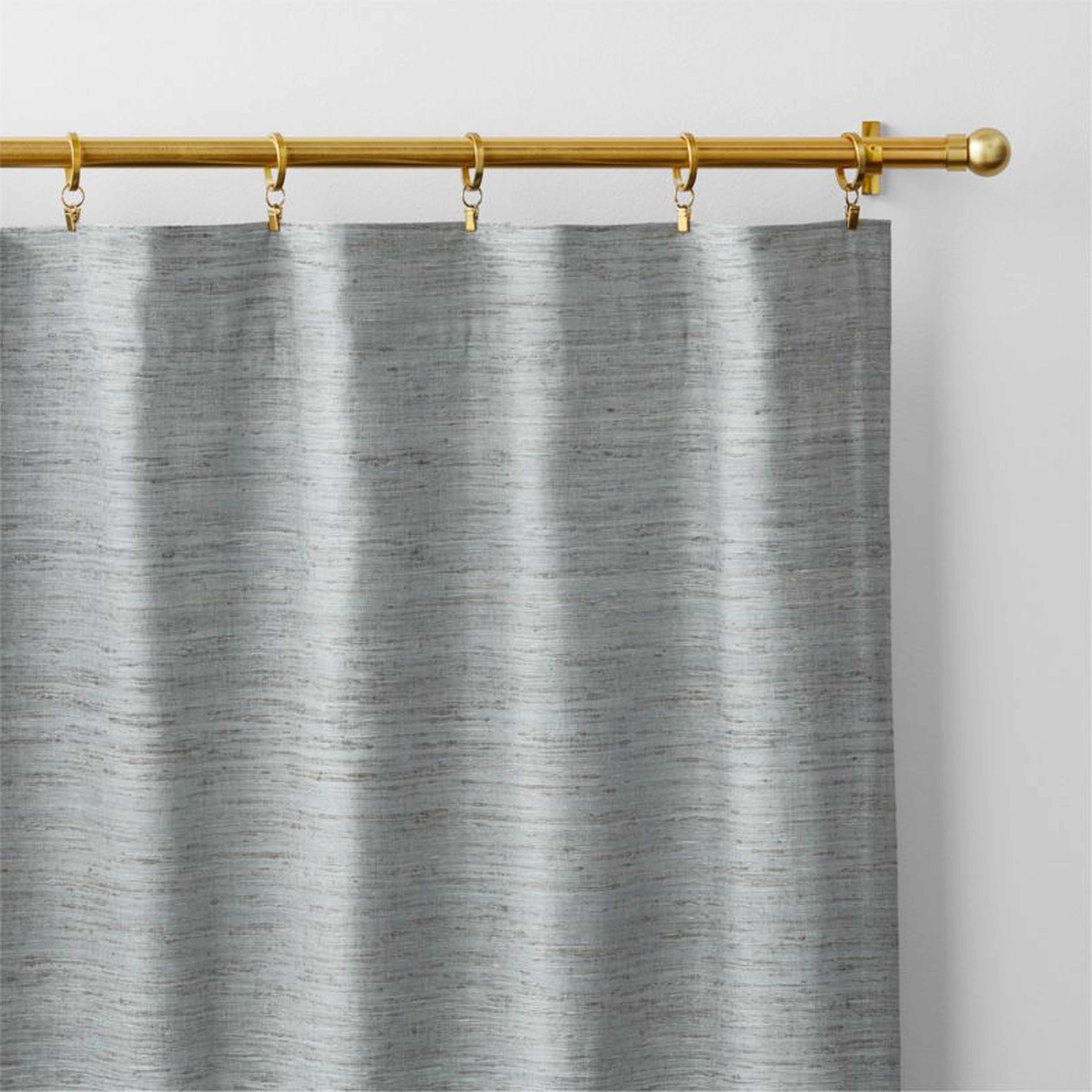 Trevino Mist Blue Cotton Silk Blend Window Curtain Panel 52"x84" - Crate and Barrel