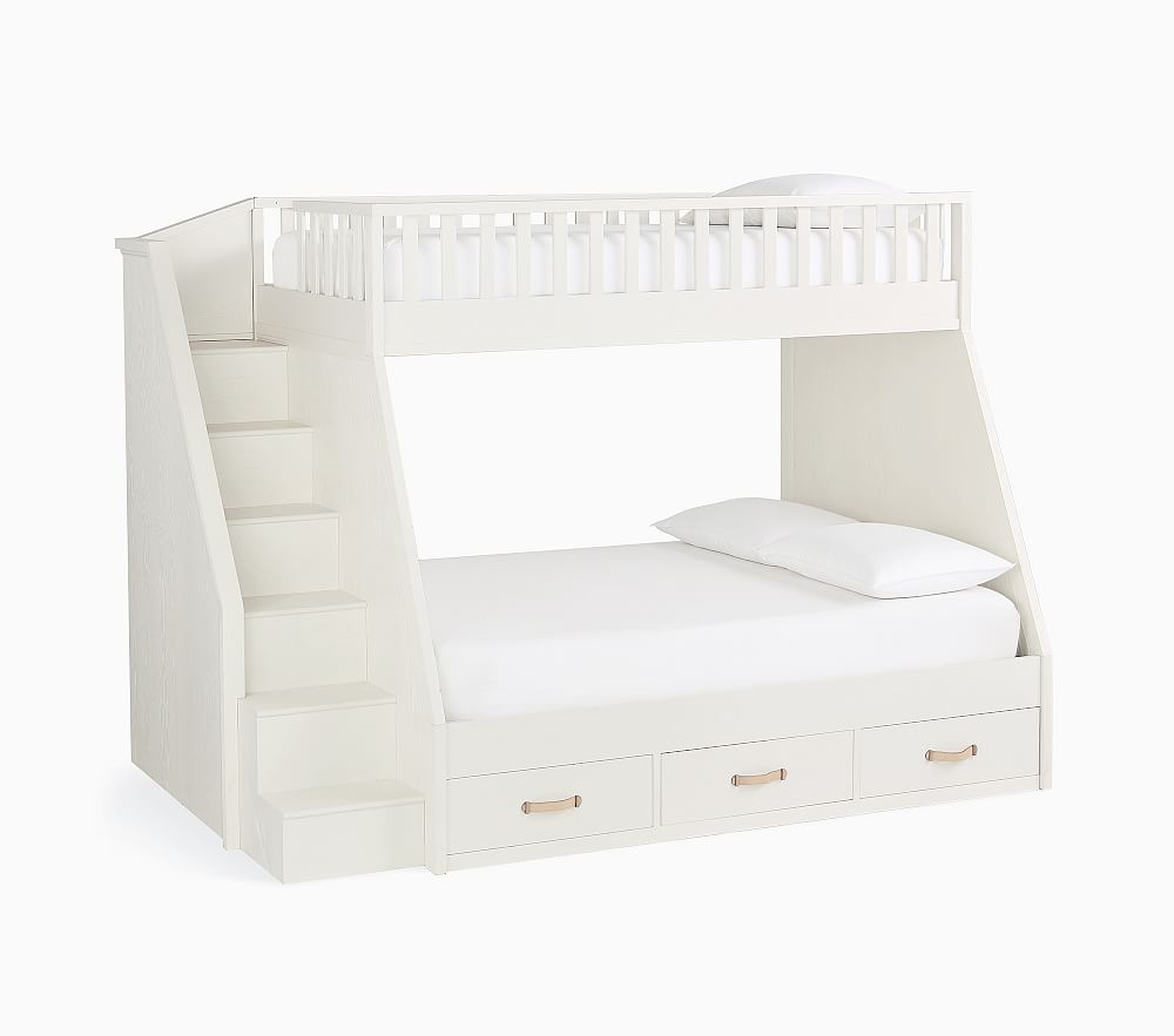 Collins Twin-Over-Full Stair Bunk Bed, Montauk White, In-Home Delivery - Pottery Barn Kids
