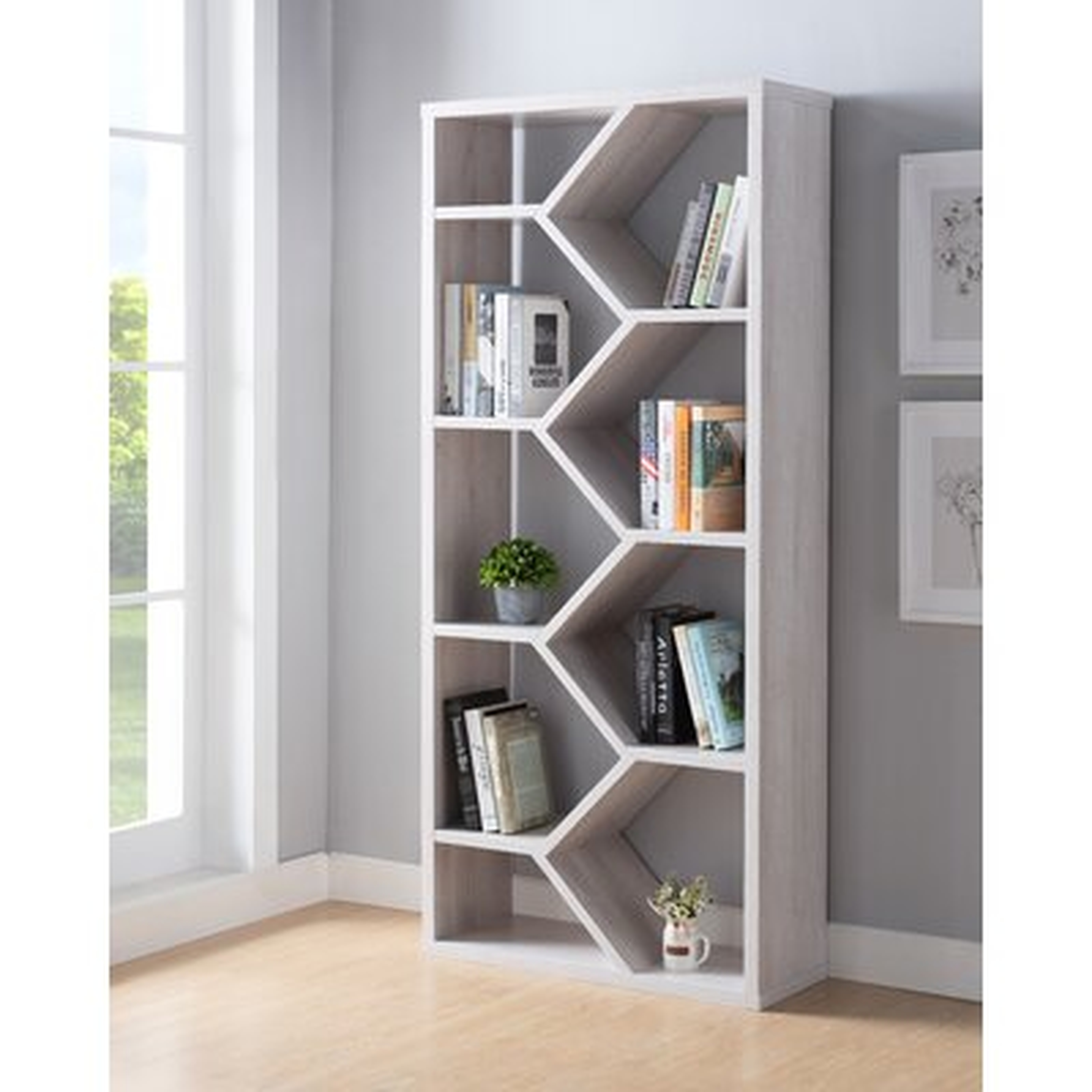 Sion Vertical Accent Geometric Bookcase - Wayfair