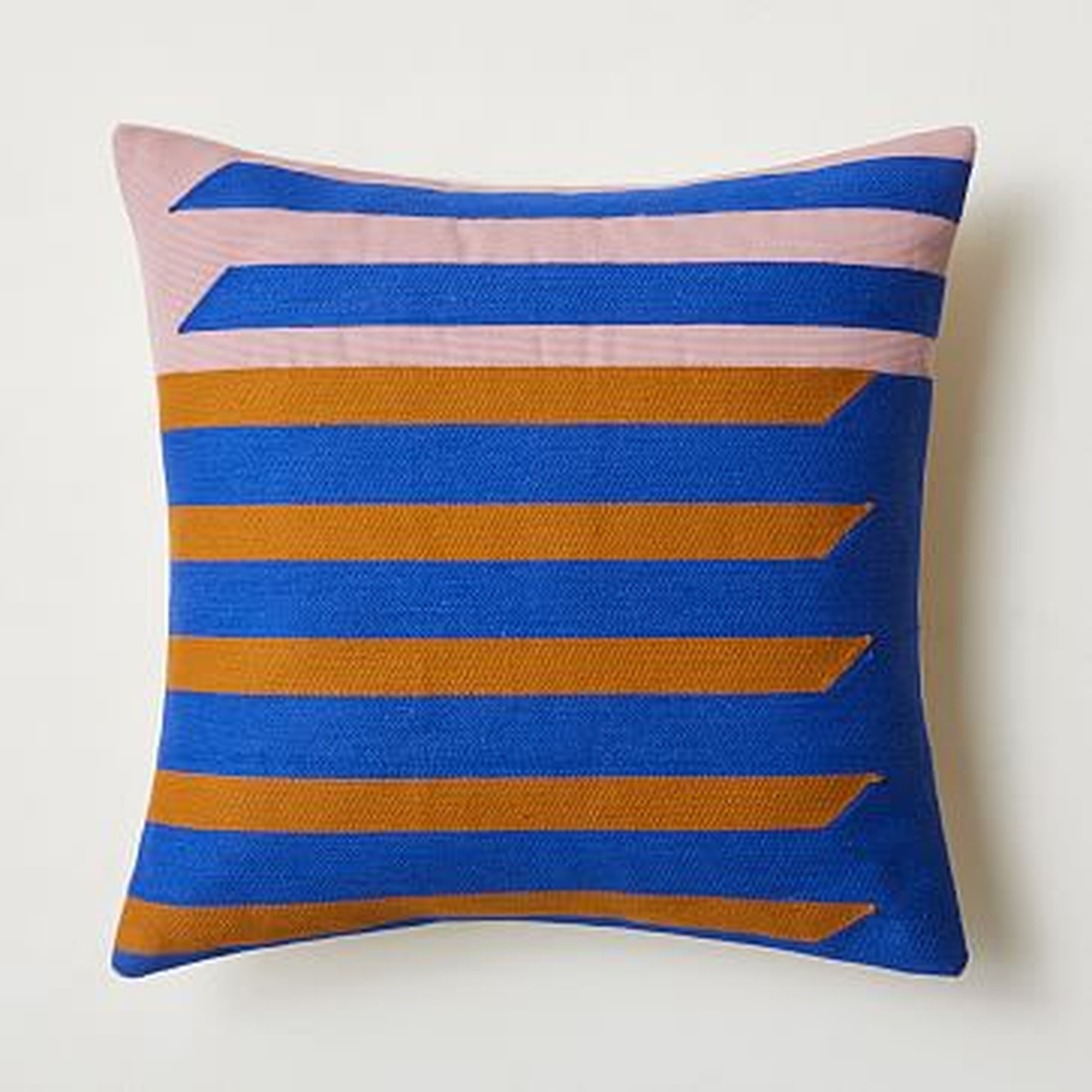 Crewel Shadow Bars Pillow Cover, Landscape Blue, 20"x20" - West Elm