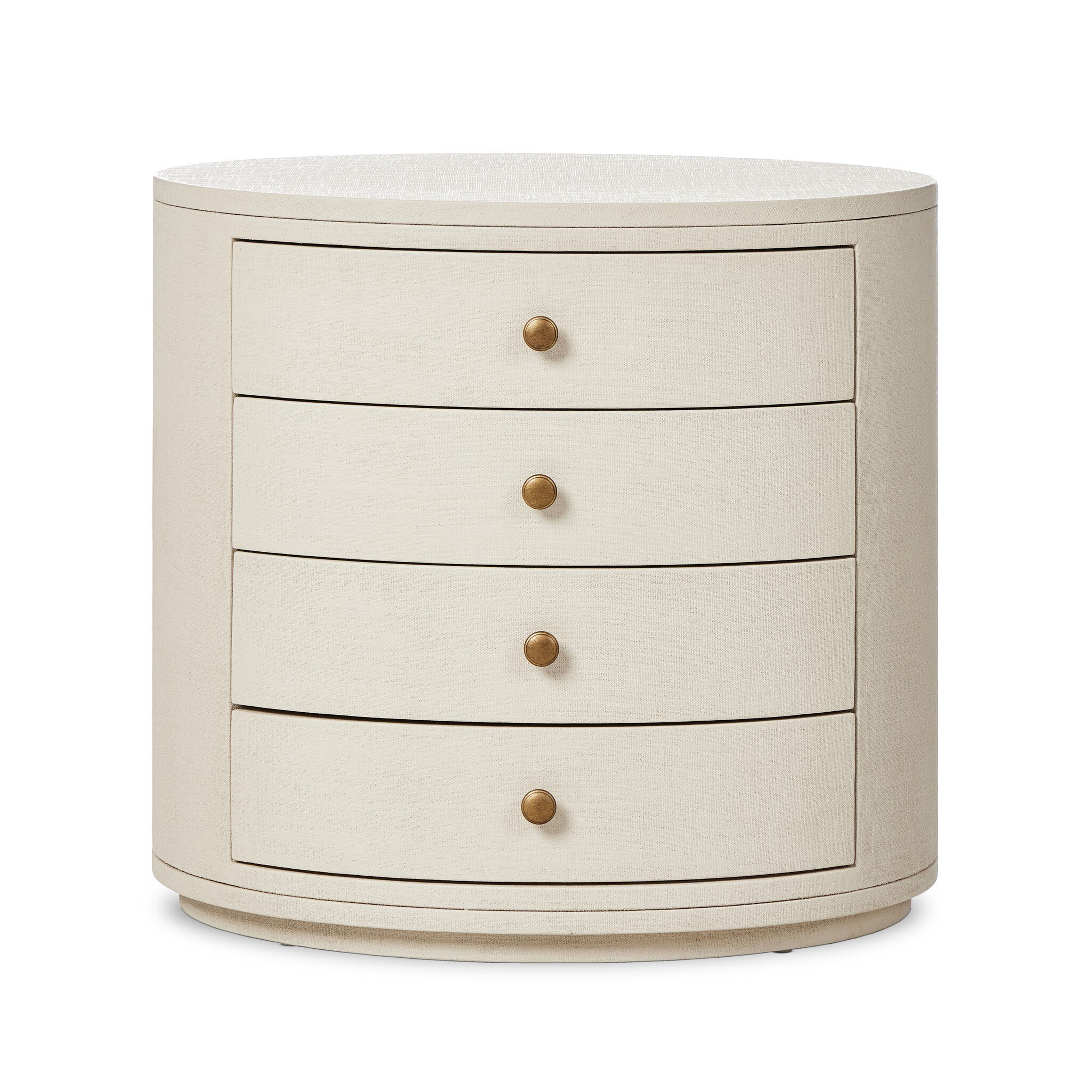 Amelia Oval Nightstand - Ivory Painted Linen - Four Hands
