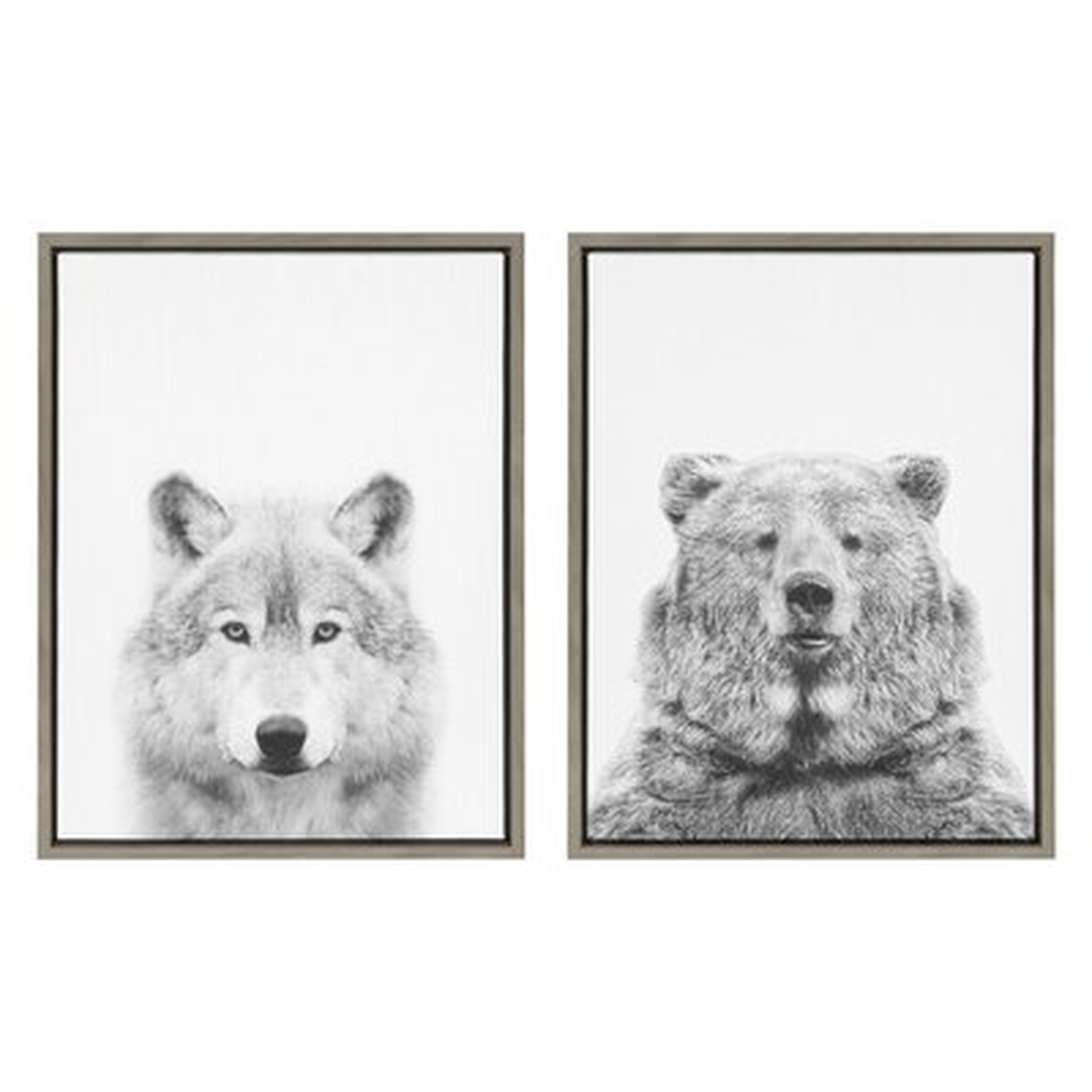 'Wolf and Bear European' by Simon Te - 2 Piece Floater Frame Photograph Print Set on Canvas - Wayfair