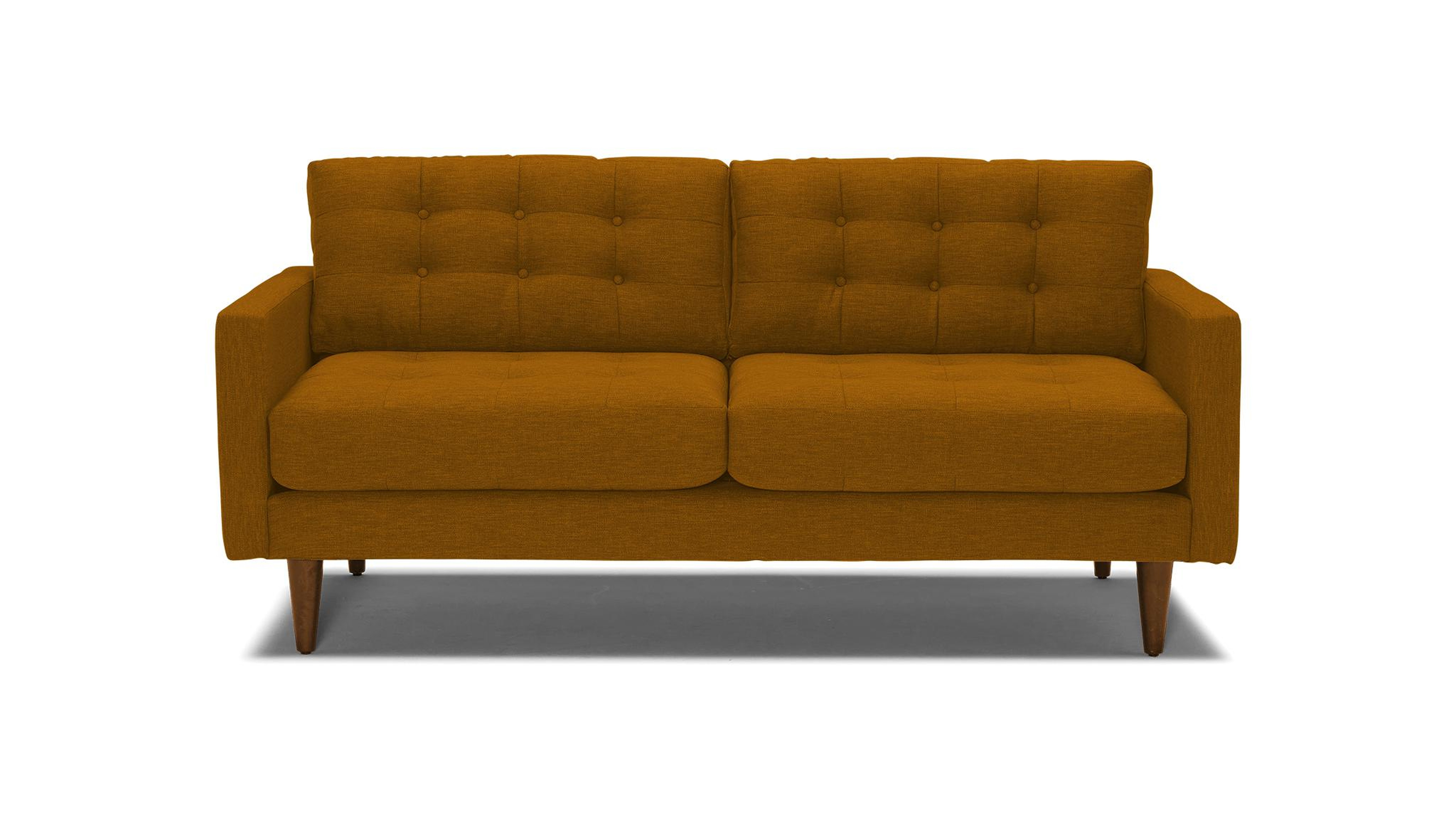 Yellow Eliot Mid Century Modern Loveseat - Sorrento Marigold - Mocha - Joybird