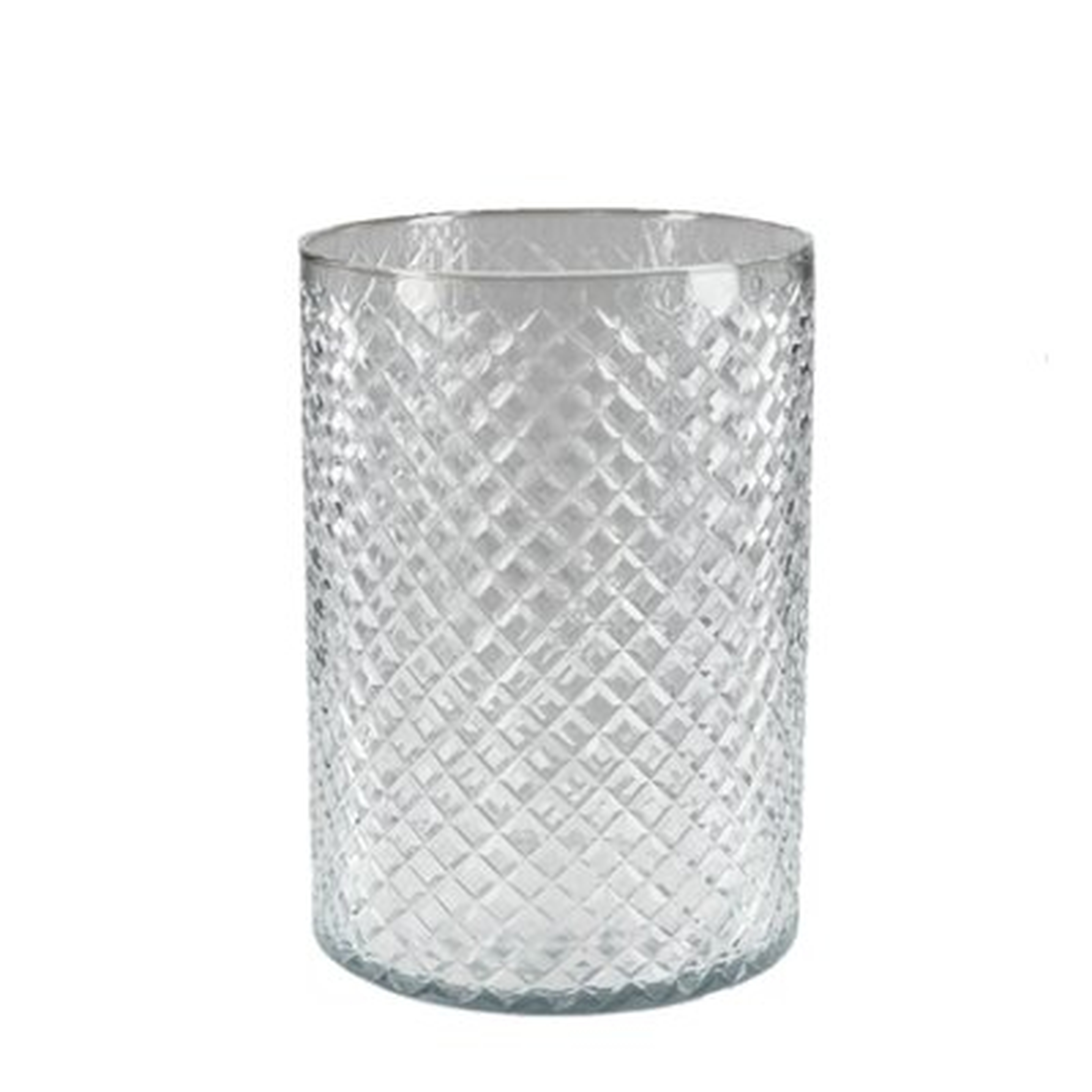 Mercer41 Tall Diamond Cut Glass Flowers Vase, Simple Table Centerpieces For Wedding, Event, Party, Decorative Glass For Home Decor, Measures 9" Tall & 6.25" Diameter - Wayfair