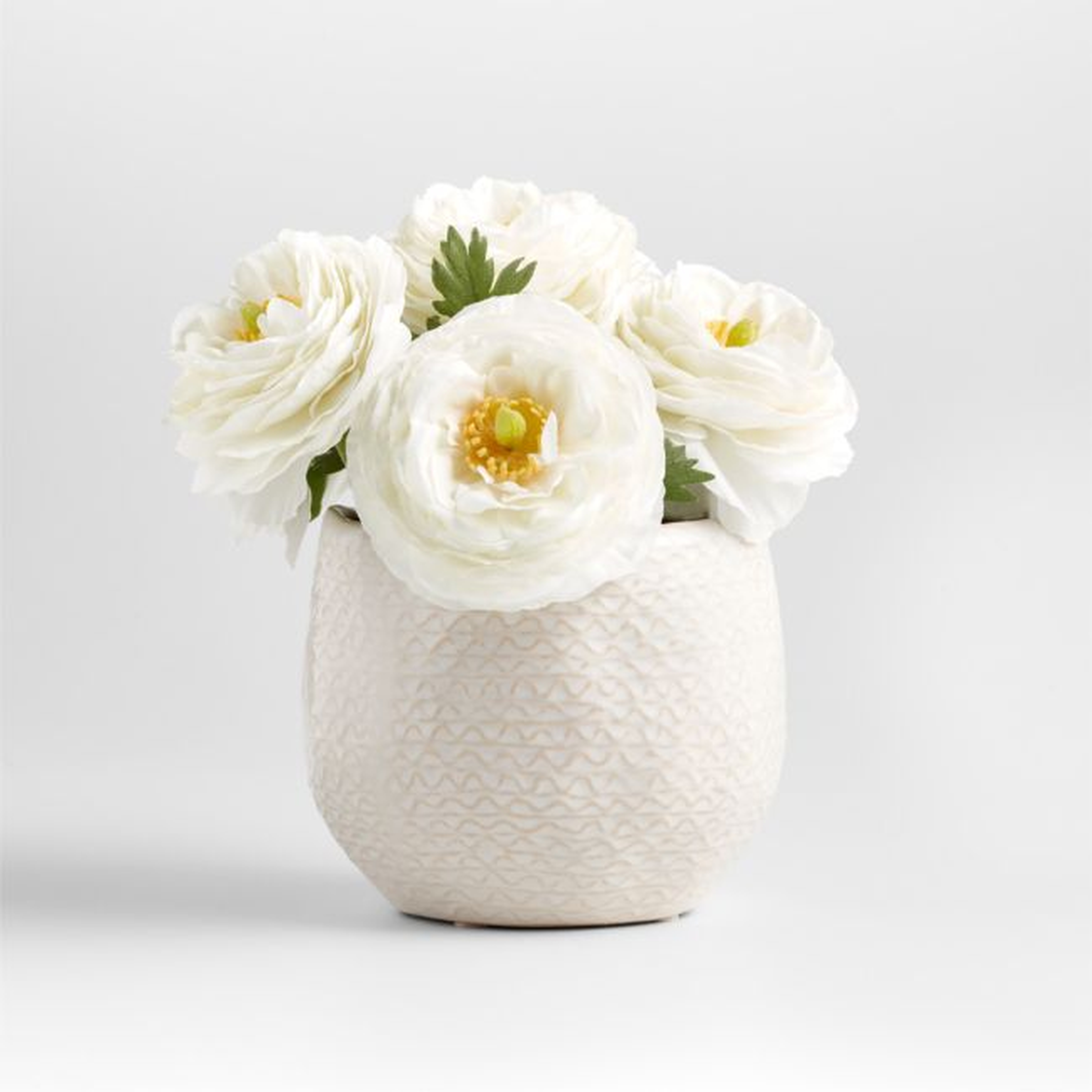 Faux White Ranunculus Floral Arrangement - Crate and Barrel