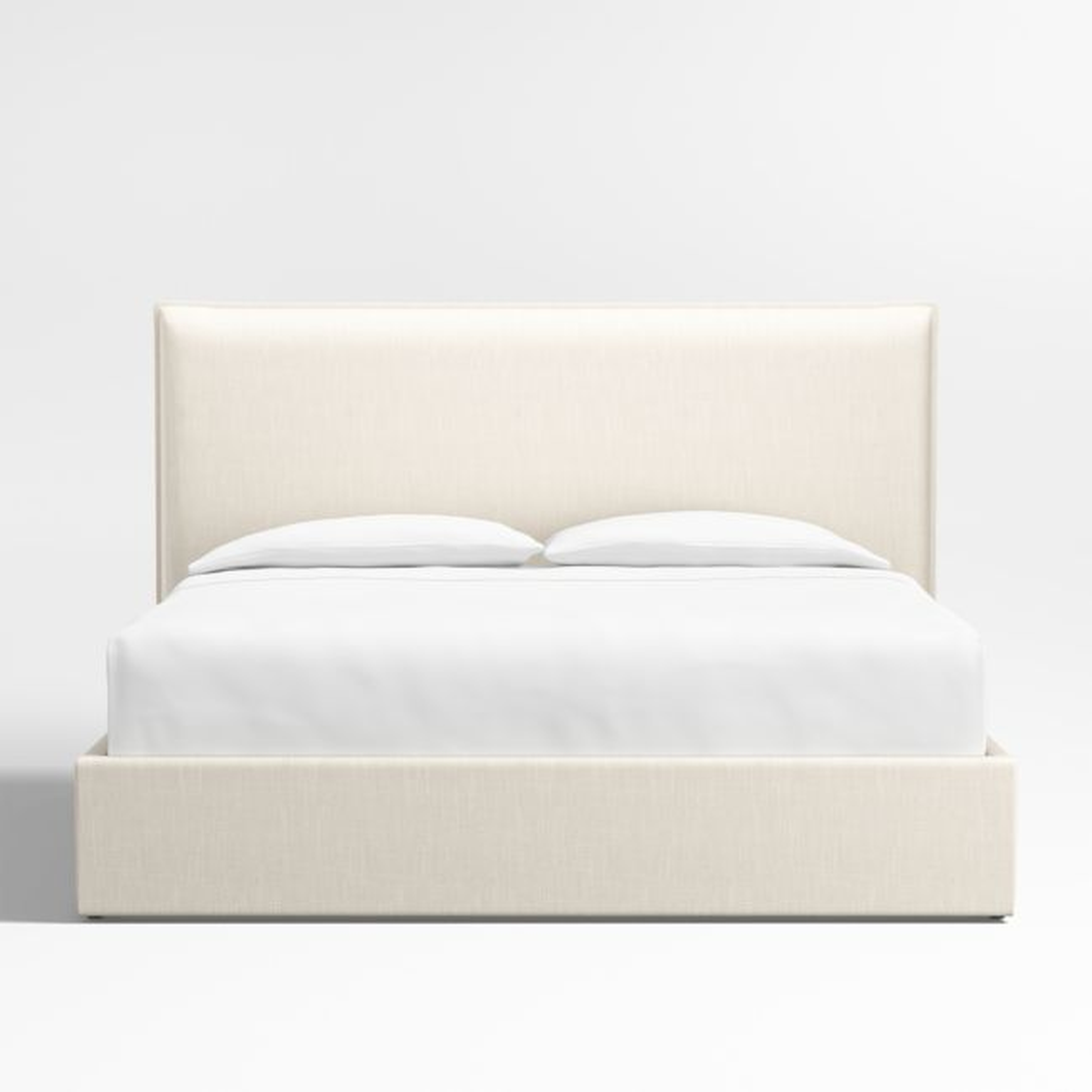 Arvada 54" Ivory Upholstered King Headboard with Storage Bed Base - Crate and Barrel