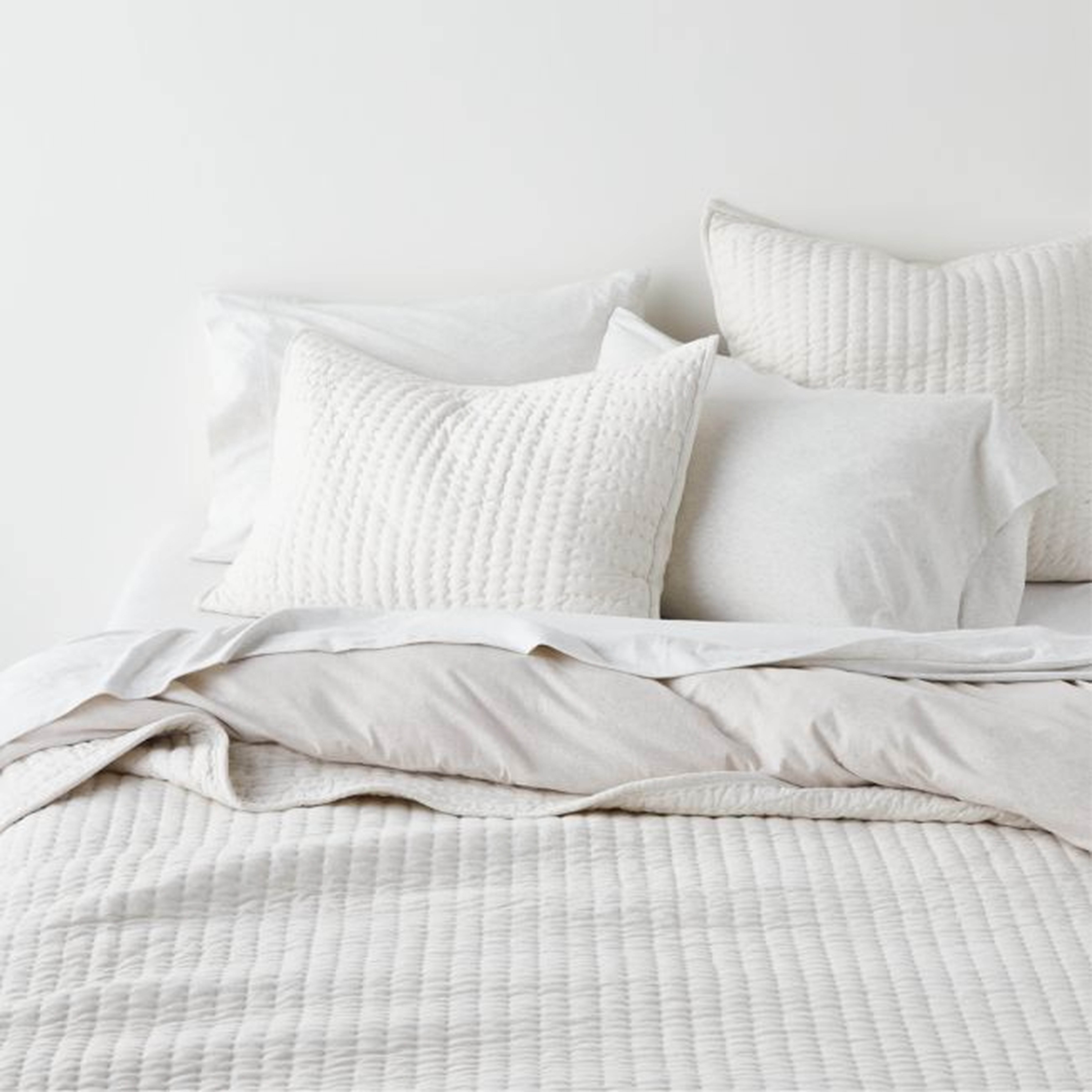 Cozysoft Organic Cotton Jersey Heathered Ivory King Quilt - Crate and Barrel
