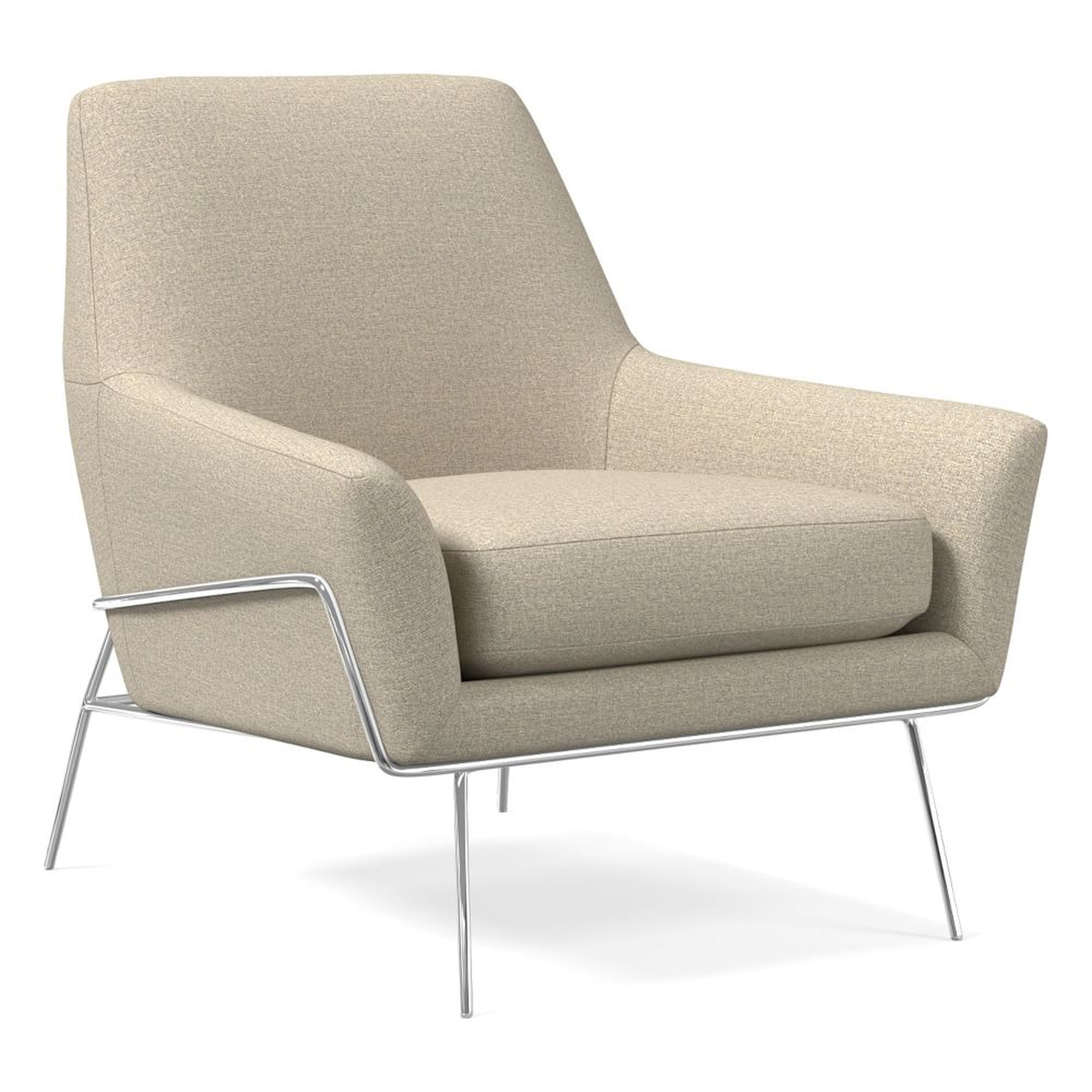 Lucas Wire Base Chair, Poly, Chenille Tweed, Dove, Polished Nickel - West Elm