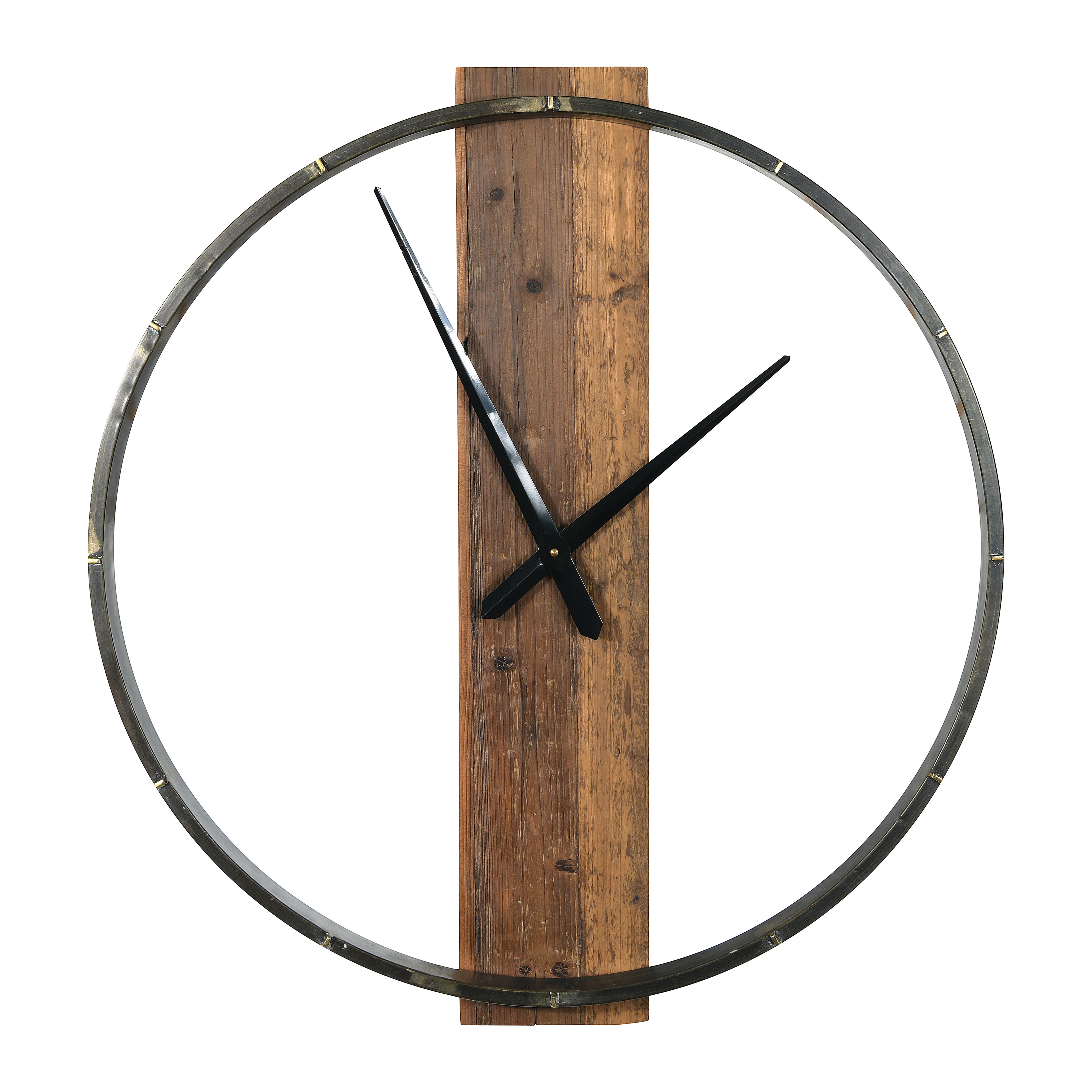 29.5 Inch Metal and Wood Wall Clock - Nomad Home