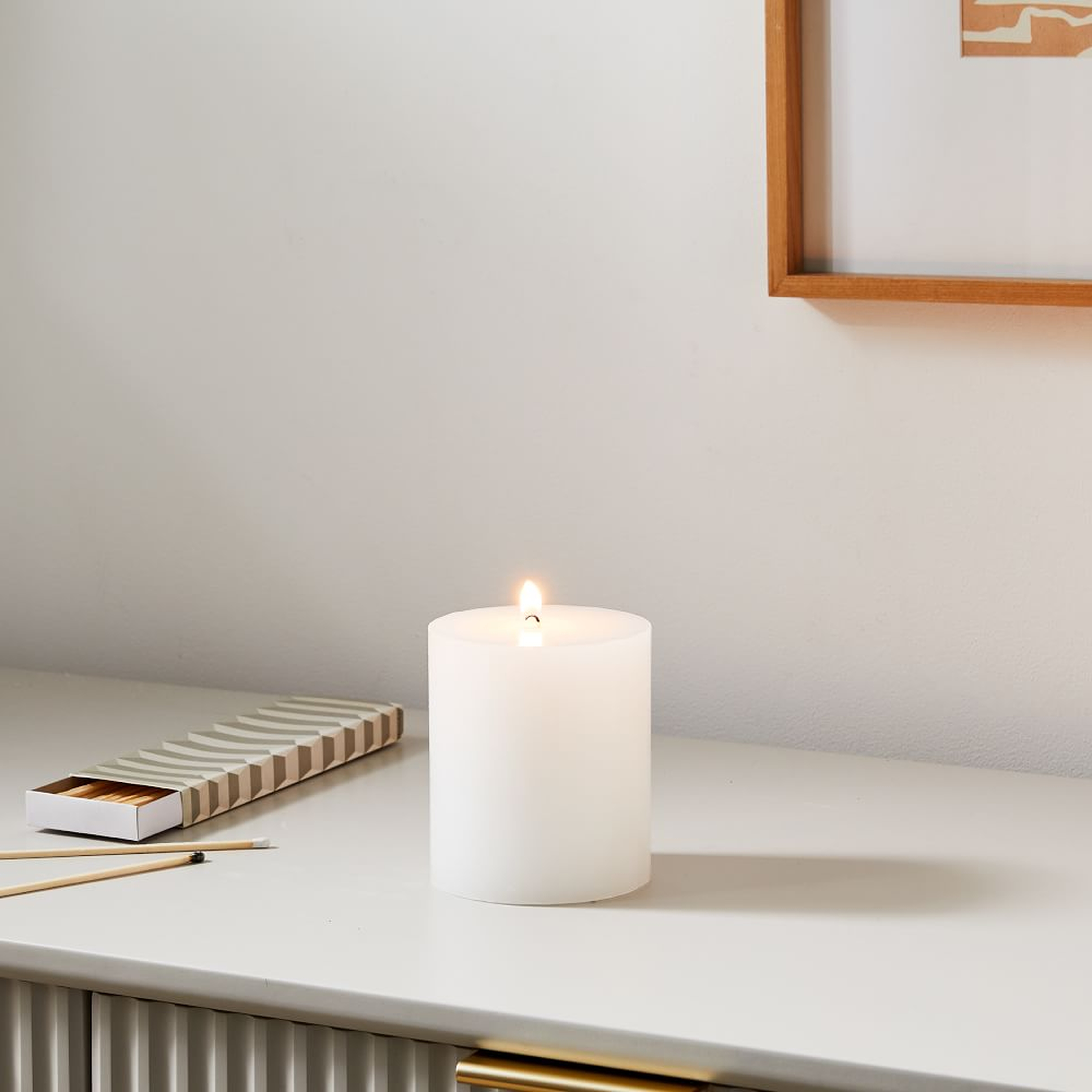 Unscented Pillar Candle, 4"x4.5", White - West Elm