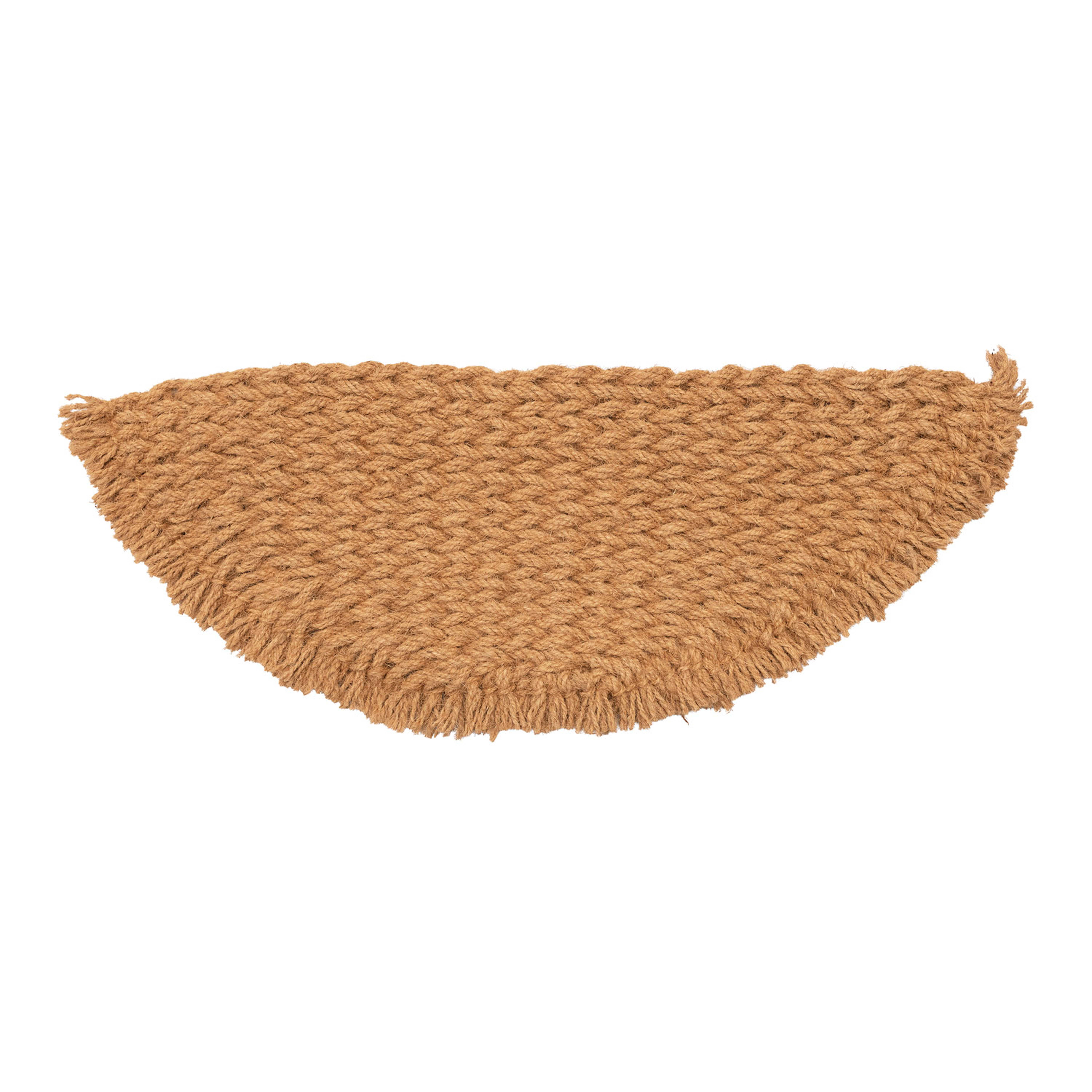 Woven Natural Coir Half Round Doormat with Fringe - Creative Co-Op