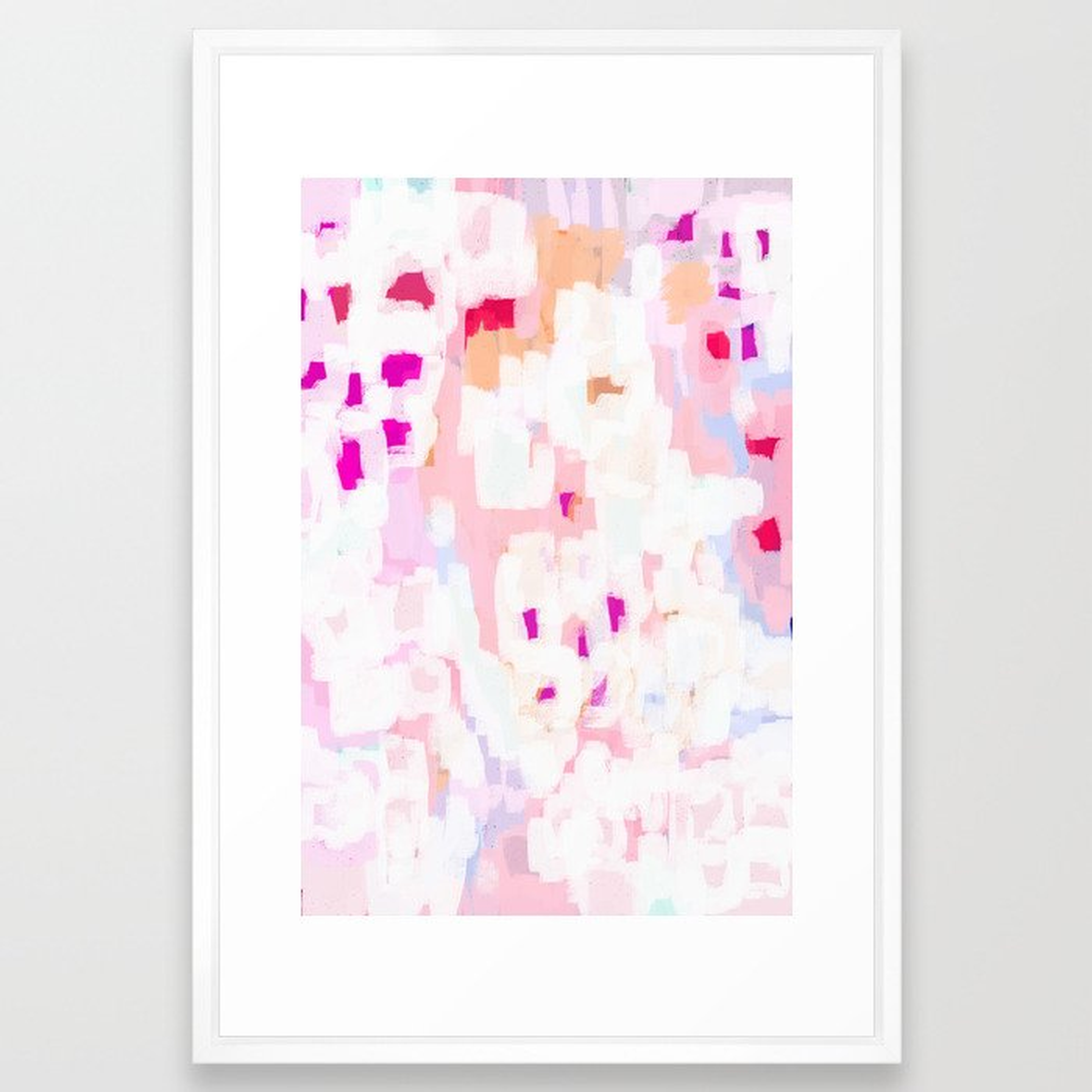 Netta - Abstract Painting Pink Pastel Bright Happy Modern Home Office Dorm College Decor Framed Art Print by Charlottewinter - Vector White - LARGE (Gallery)-26x38 - Society6
