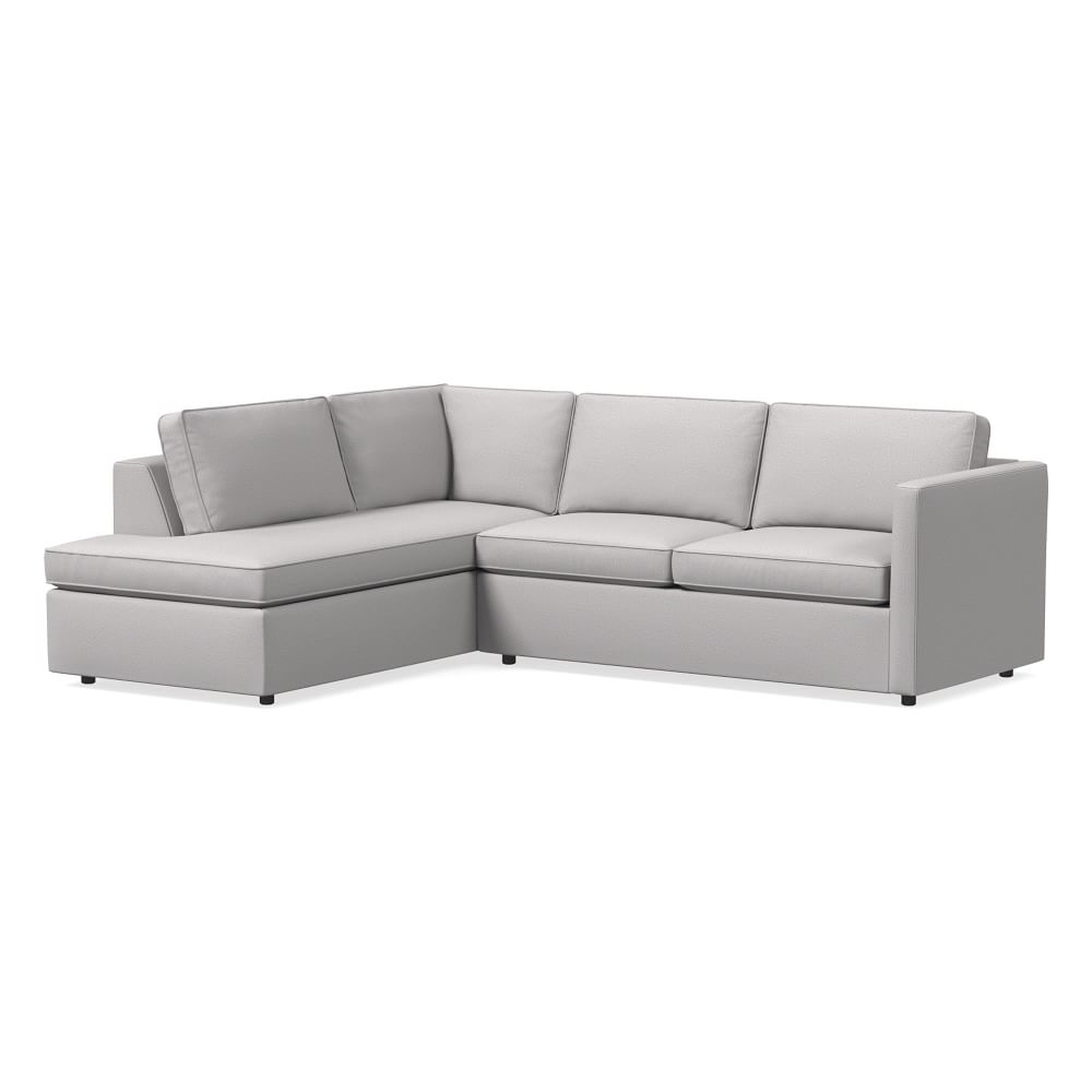 Harris 100" Left Multi Seat 2-Piece Bumper Chaise Sectional, Petite Depth, Chenille Tweed, Frost Gray - West Elm