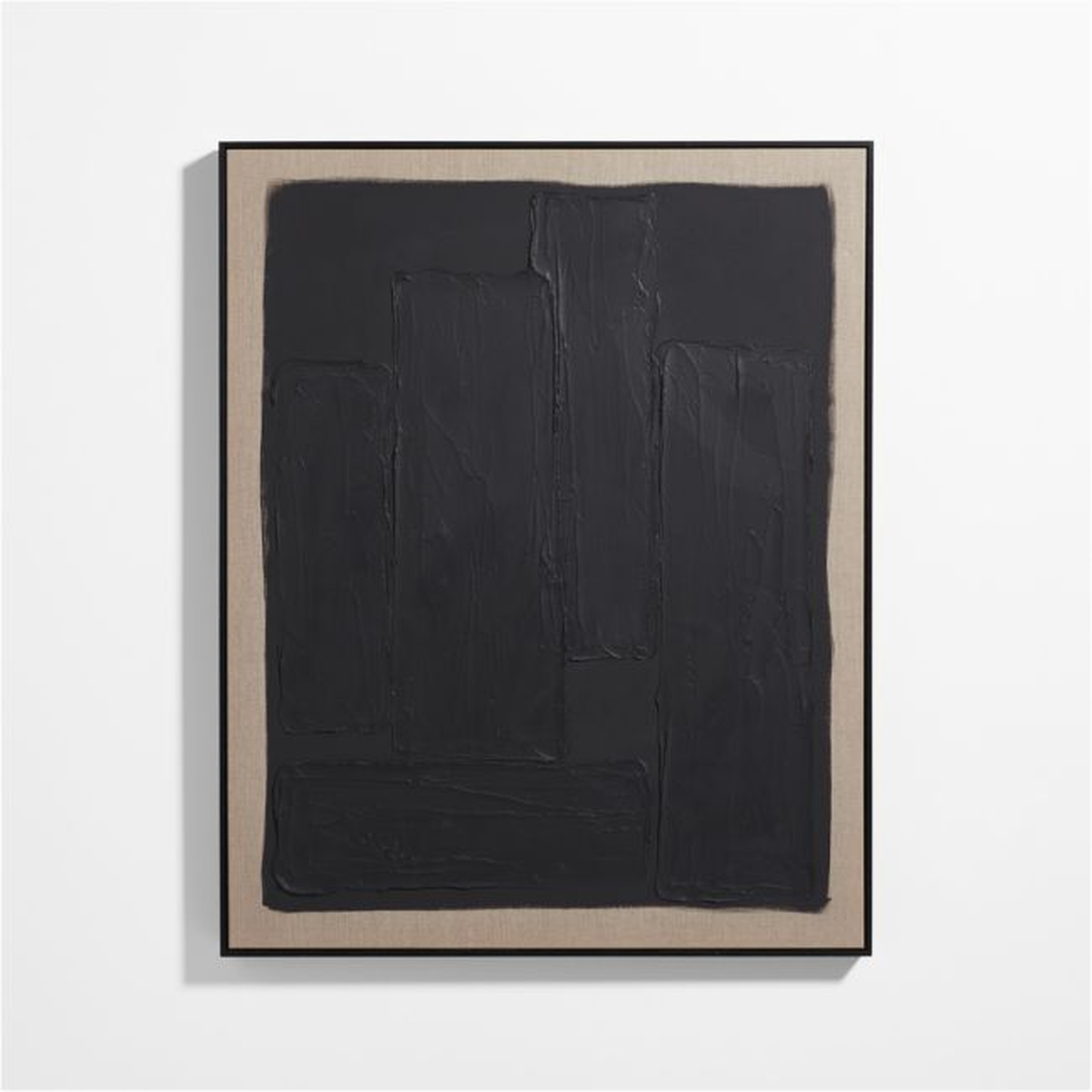 "Onyx Layers" Black Textured Abstract Hand-Painted Wall Art - Crate and Barrel