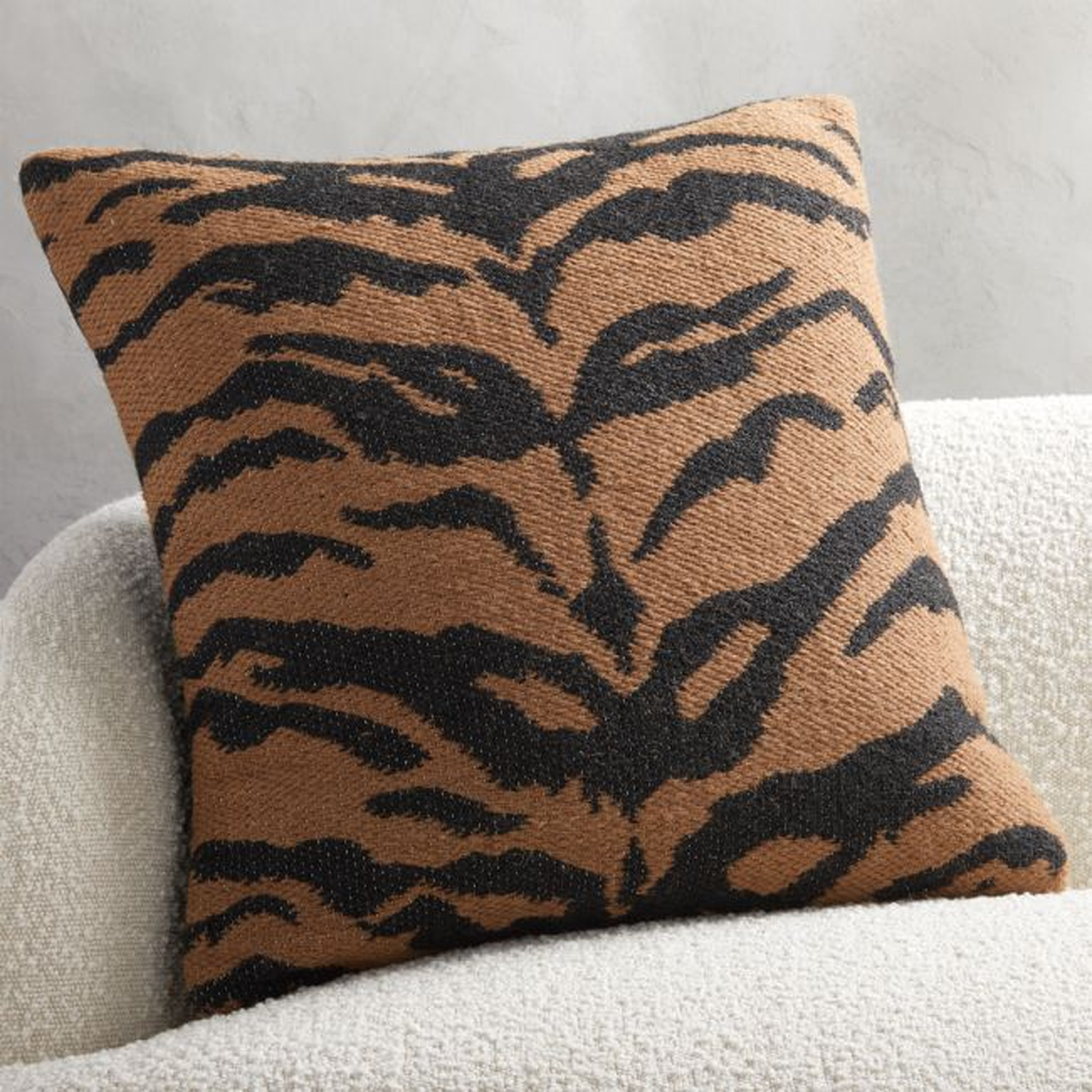 23" Jacquard Tiger Pillow with Down-Alternative Insert - CB2