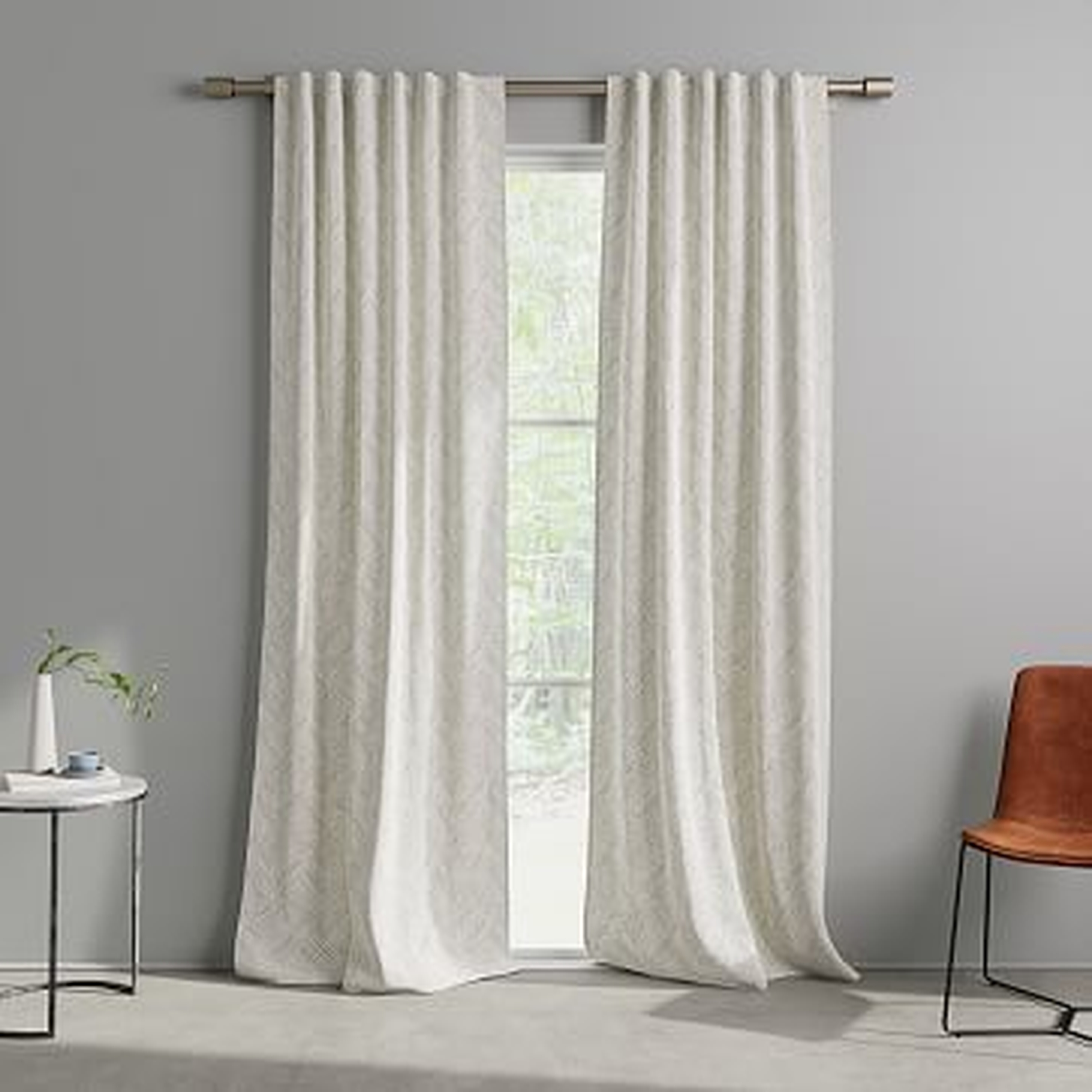 Cotton Canvas Fragmented Lines Curtains (Set of 2) - Iron Gate - West Elm