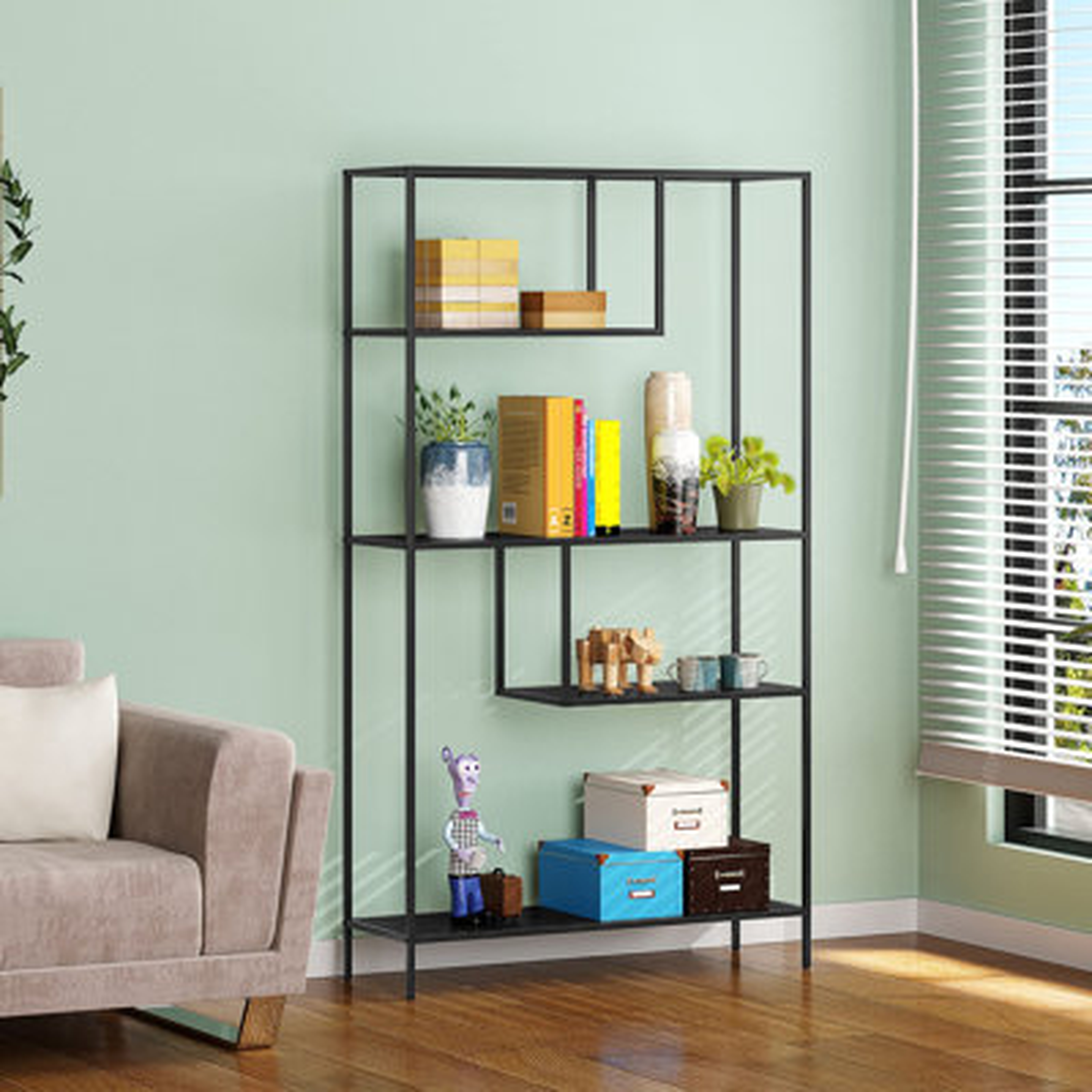 Bookshelf Storage Organizer Shelves, Unit Metal Open Bookcase Shelf Standing For Office, Study Room, Living Room - Wayfair