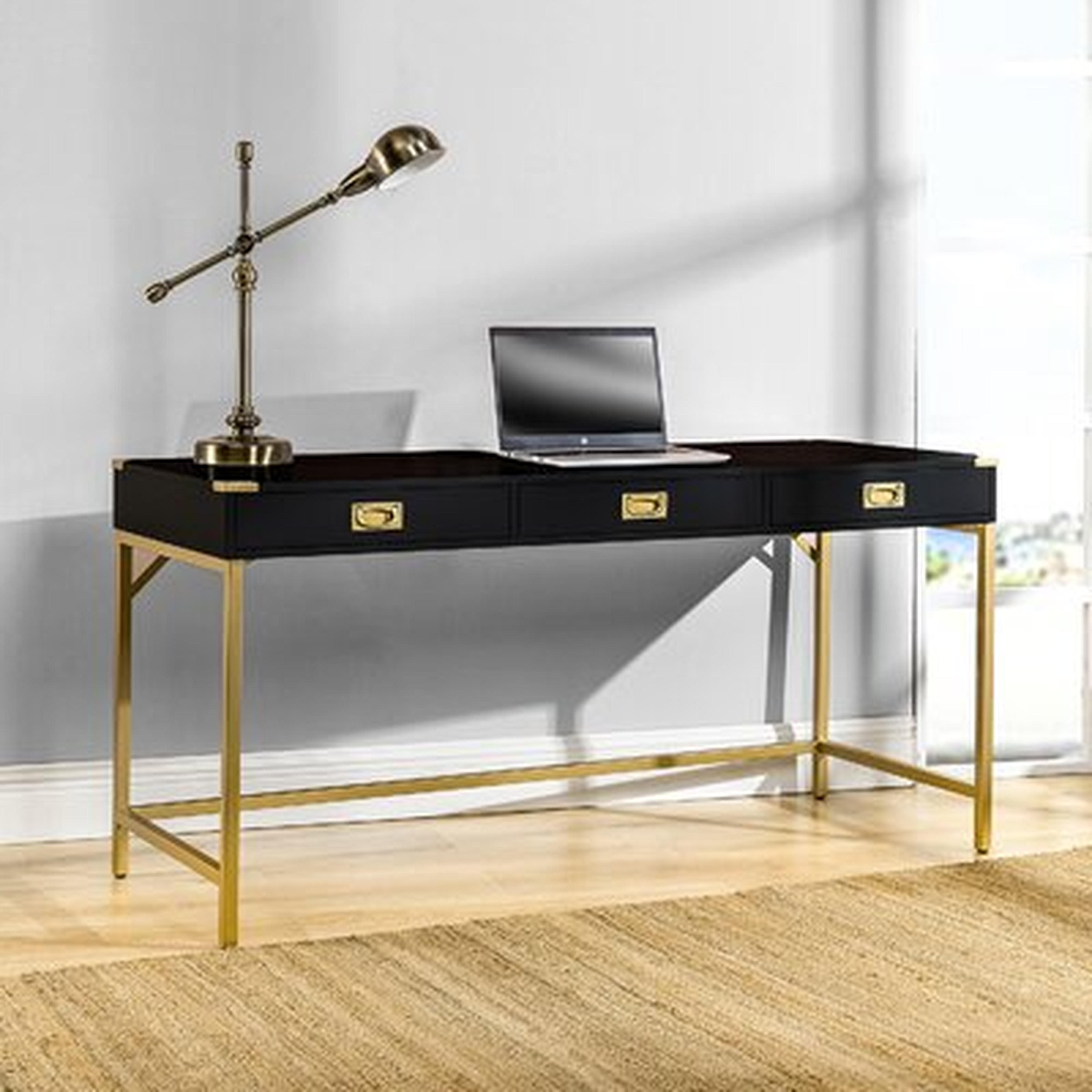 Baldweyn Office Writing Desk With Gold Metal Frame - Wayfair