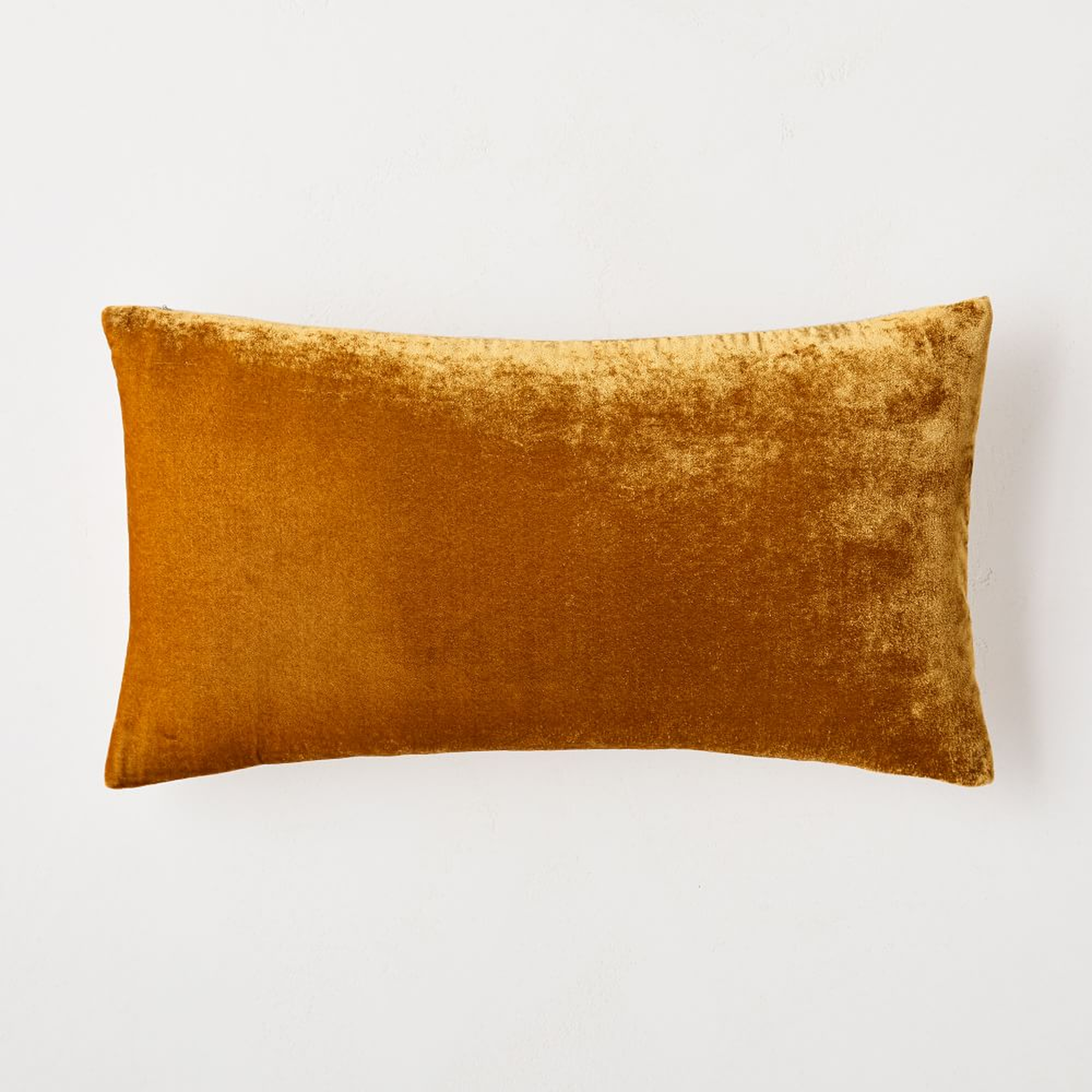 Lush Velvet Pillow Cover, 12"x21", Golden Oak - West Elm