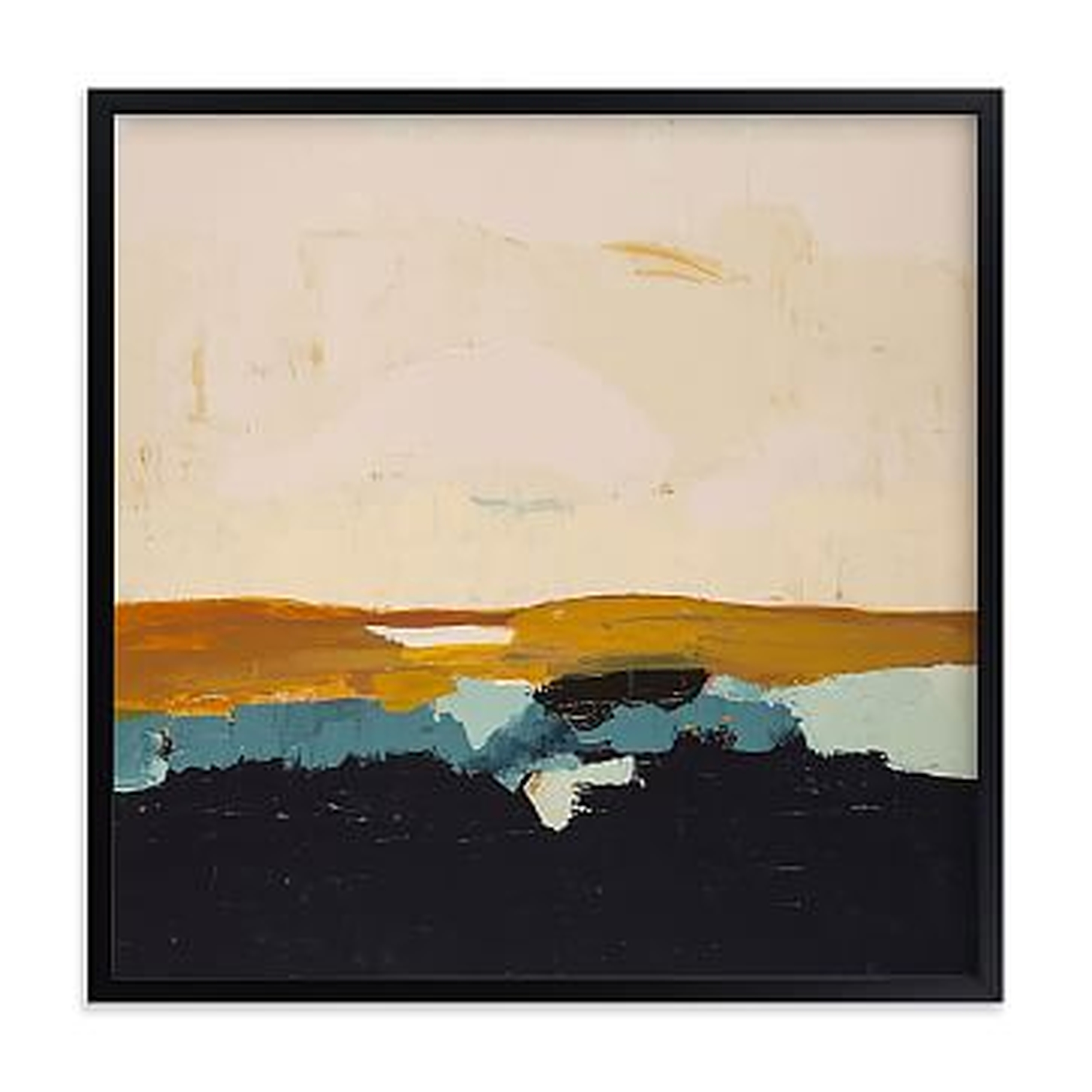 Yellow Seascape by Caryn Owen, Full Bleed 24"x24", Black Wood Frame - West Elm
