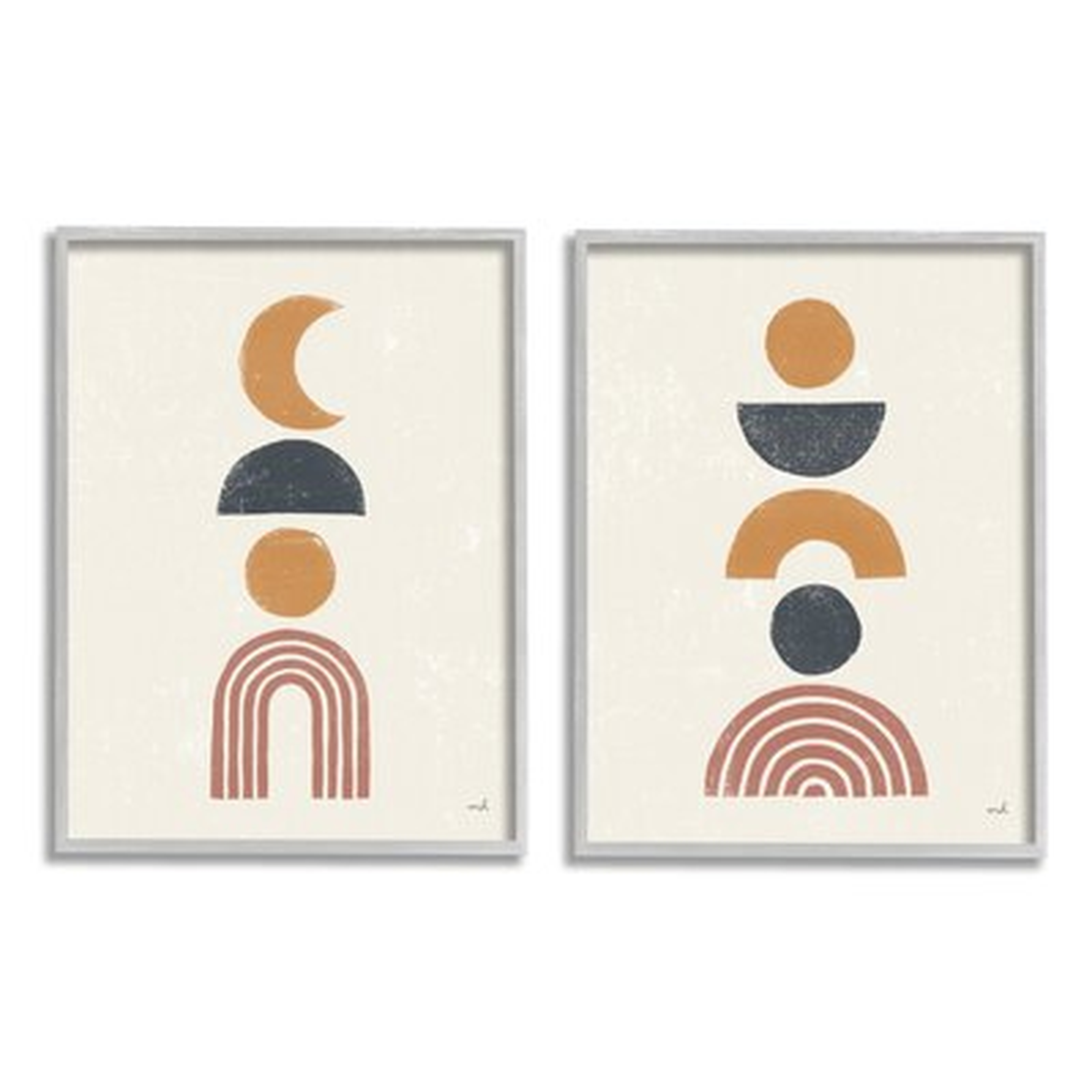 Sun And Moon Bohemian Symbols Neutral Primary by Moira Chocolate - 2 Piece Graphic Art Set - Wayfair