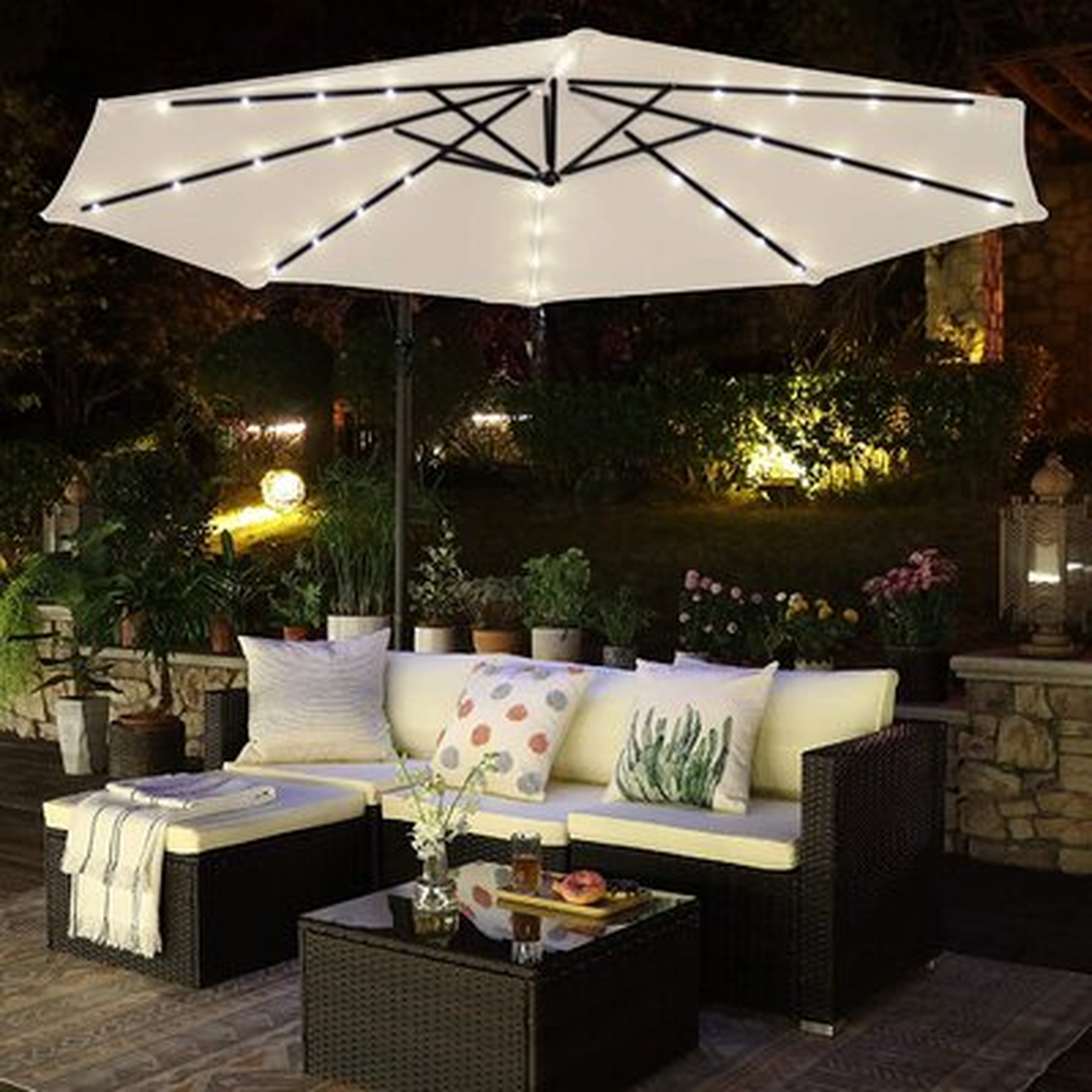 Verndale 120'' Lighted Cantilever Umbrella, White - Wayfair