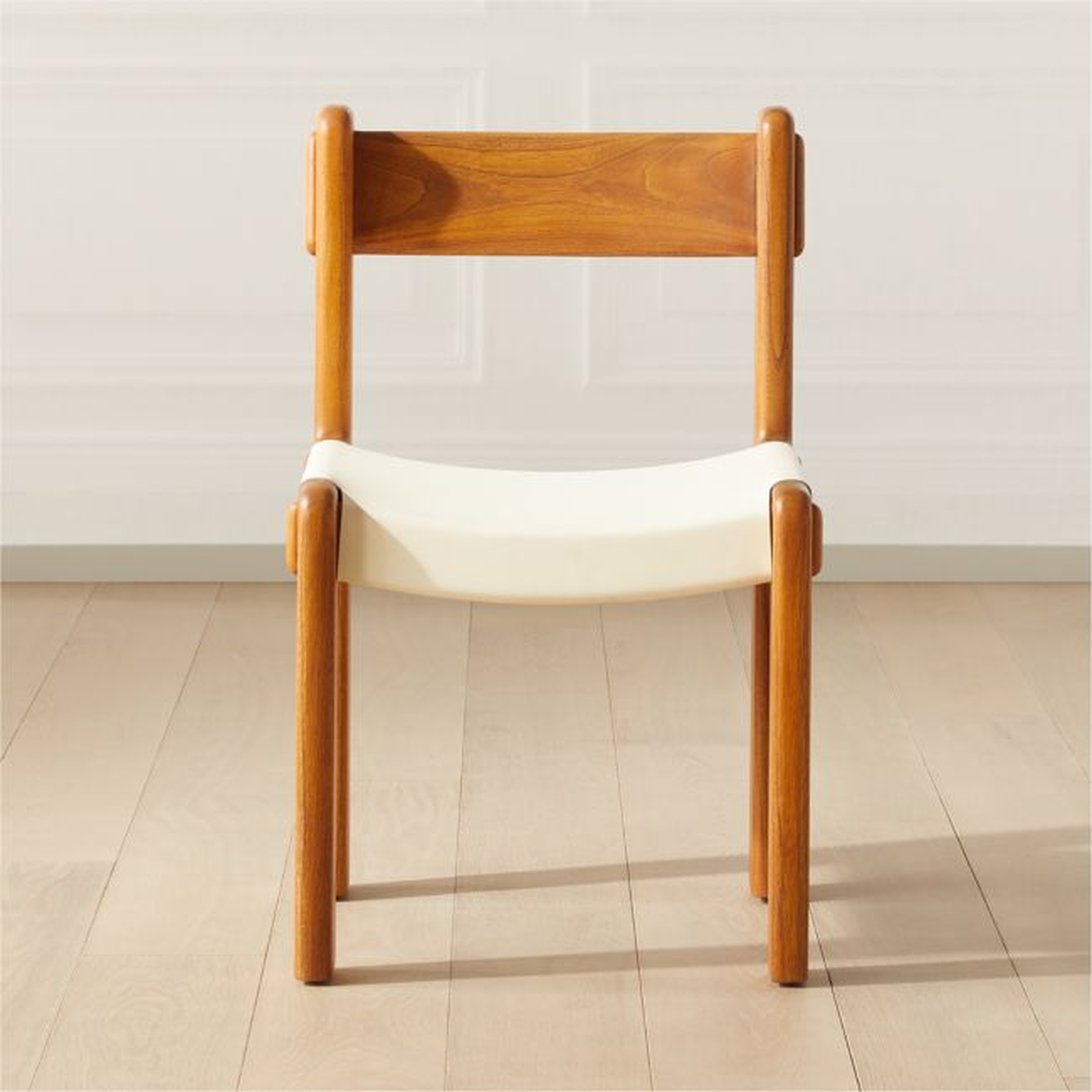 Kinsey Wood and White Leather Dining Chair - CB2